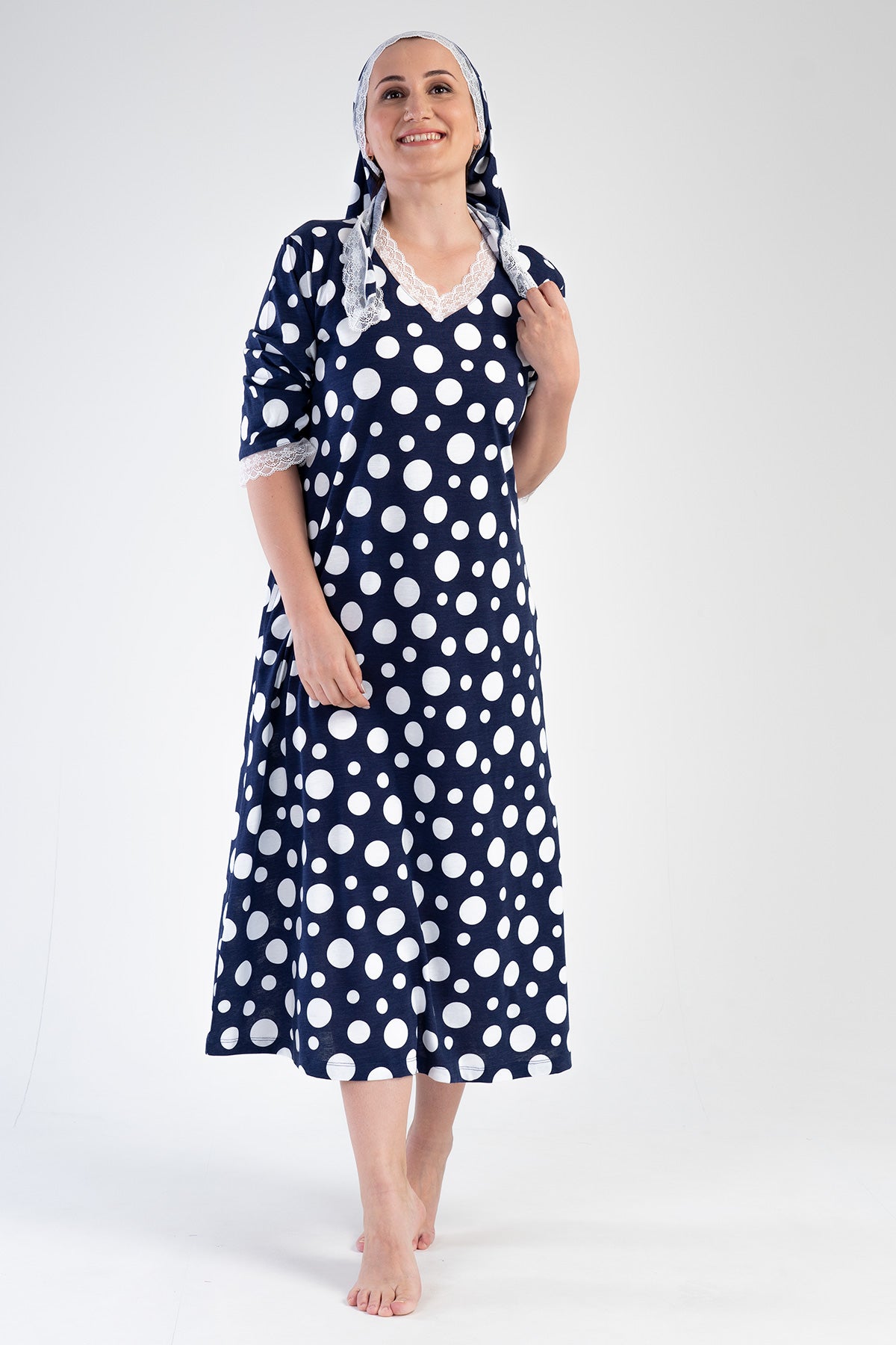 KADIN P.MODAL XXL V YAKA 3/4KOL CEPLI ELBISE