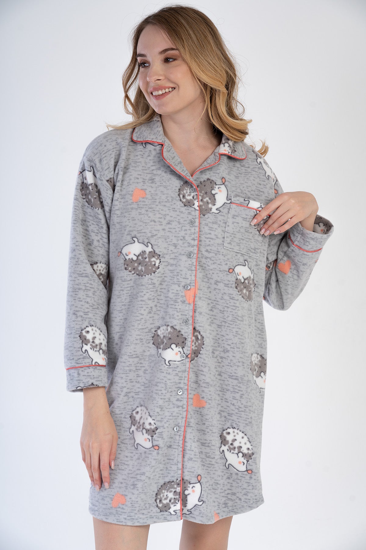Woman Hedgehog Buttoned Tunic