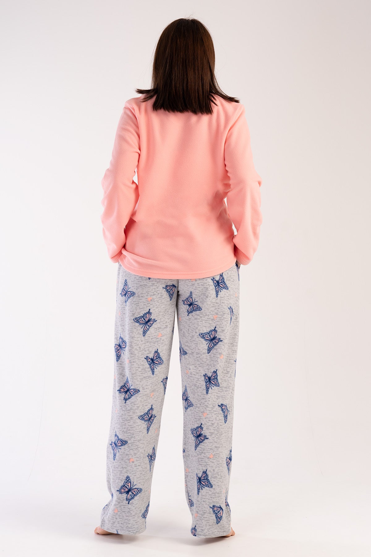 KADIN POLAR XXL O YAKA UZUN KOL ETEGI OVAL CEPLI PIJAMA TAKIM