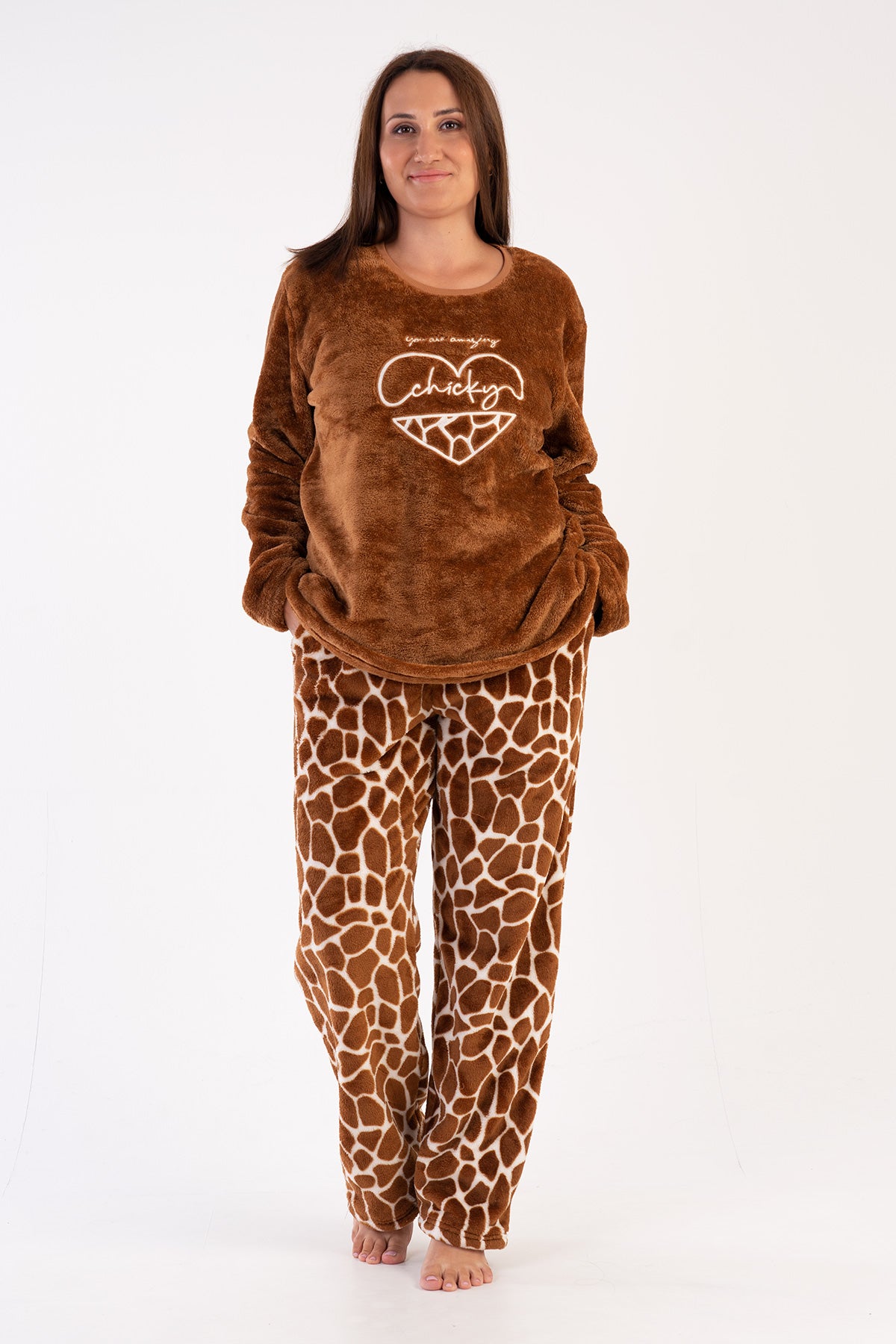 Woman Big Size Soft Fleece Chicky Pyjama Set