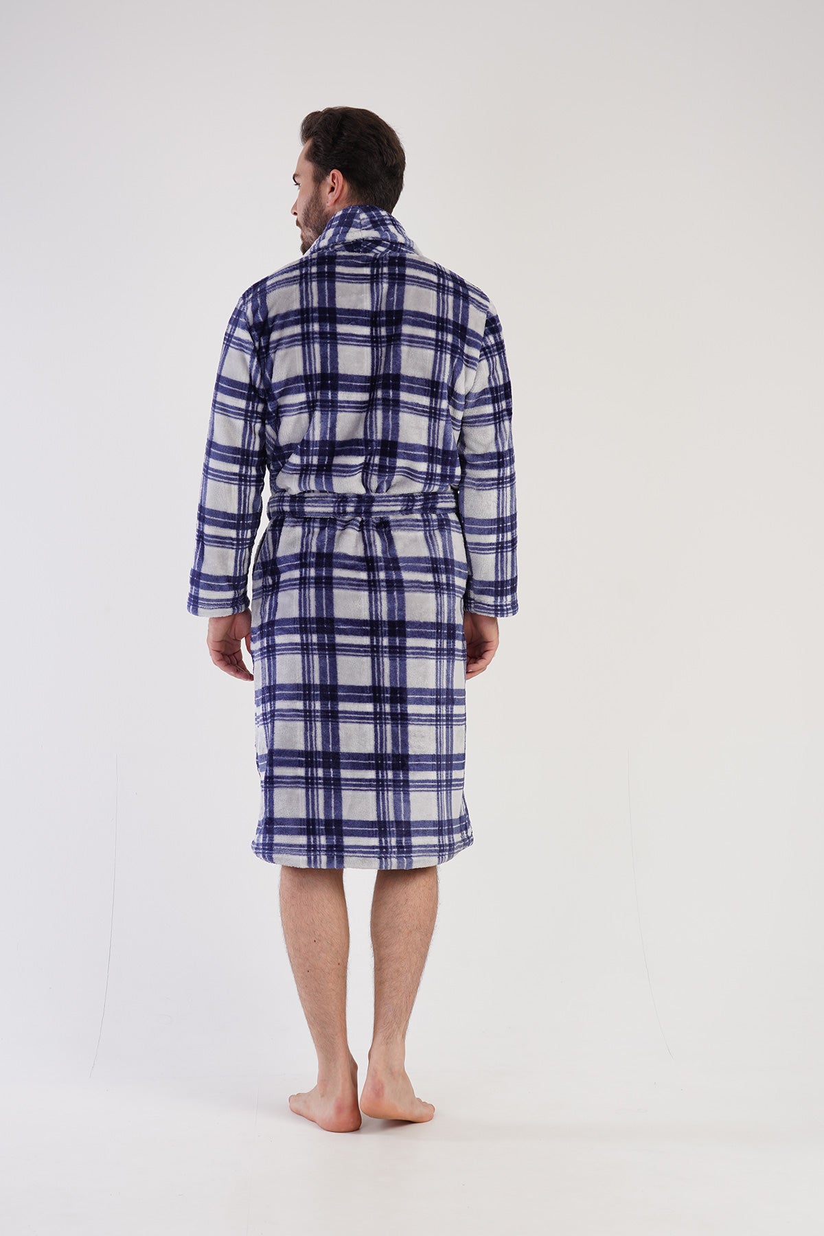 Man Soft Fleece Plaid Dressing Gown