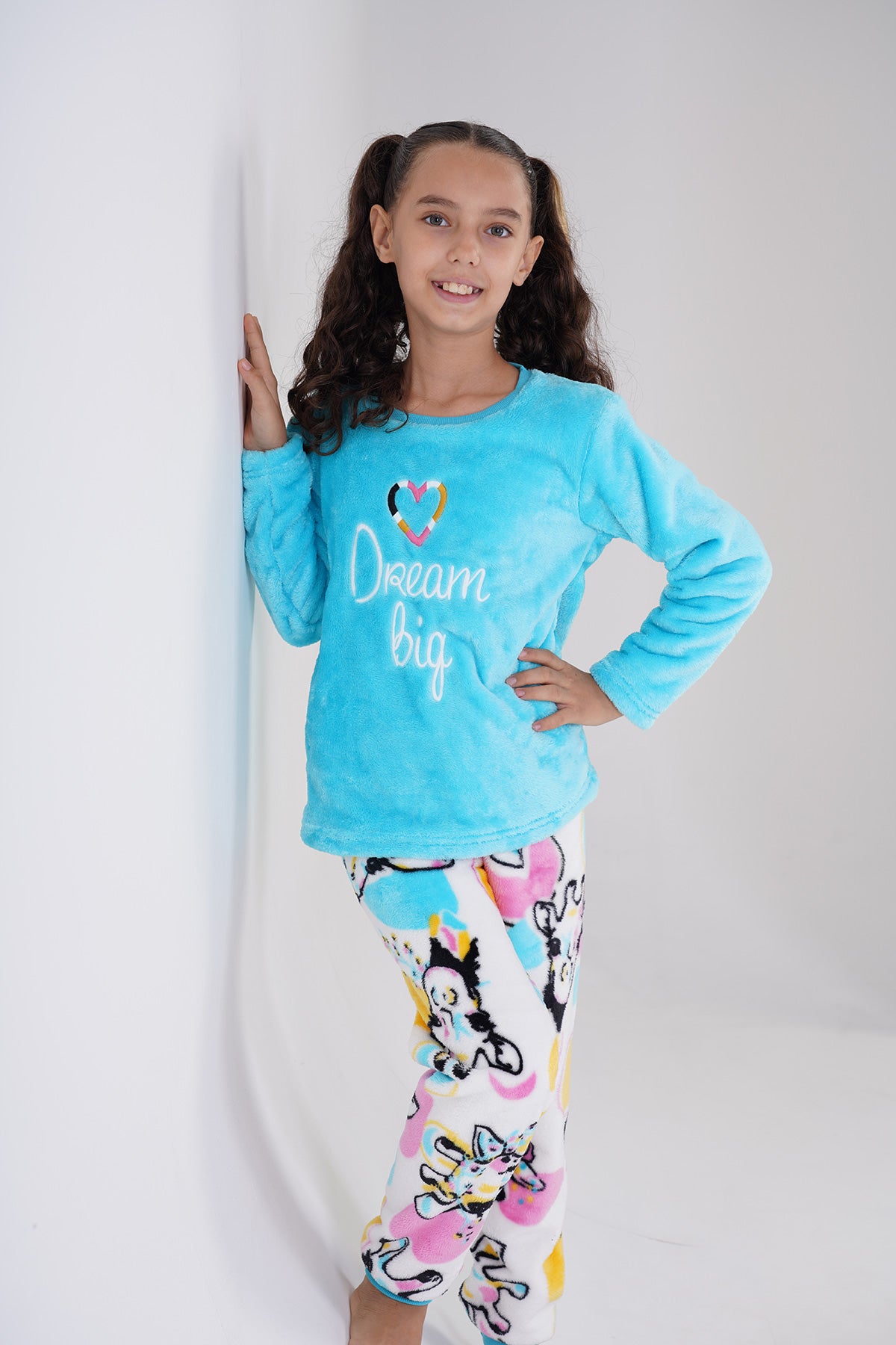 KIZ COCUK SOFT O YAKA UZUN KOL ETEGI OVAL MANSETLI PIJAMA TAKIM(7-8/13-14)