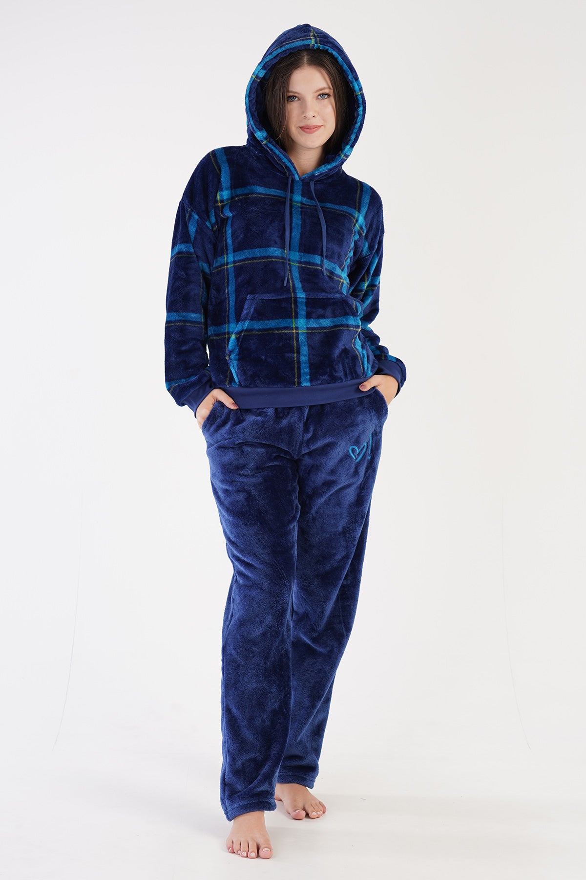 Woman Soft Fleece Indigo Pyjama Set