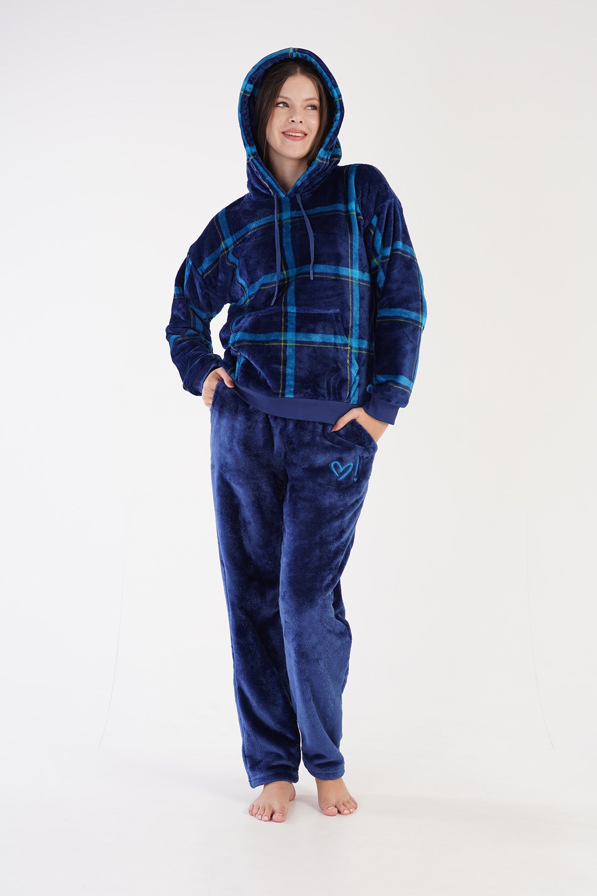 Woman Soft Fleece Indigo Pyjama Set