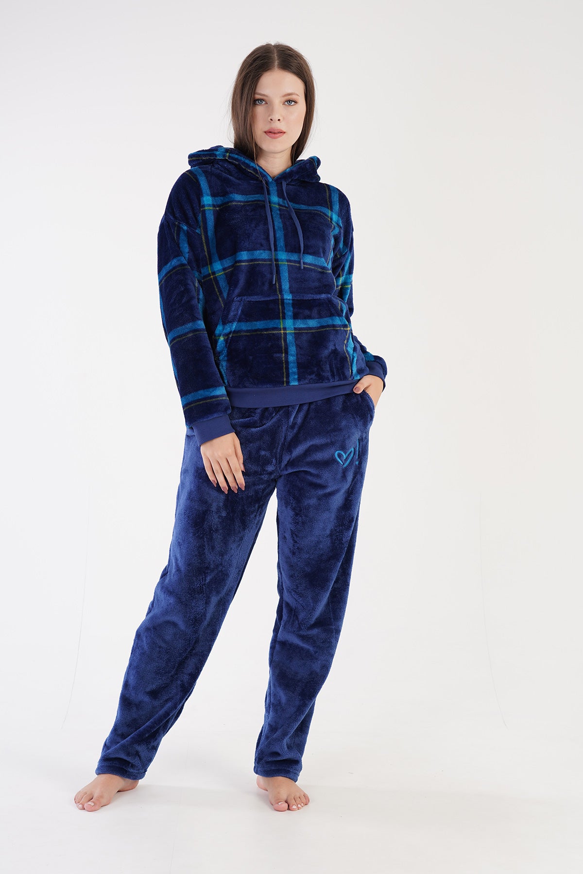 Woman Soft Fleece Indigo Pyjama Set