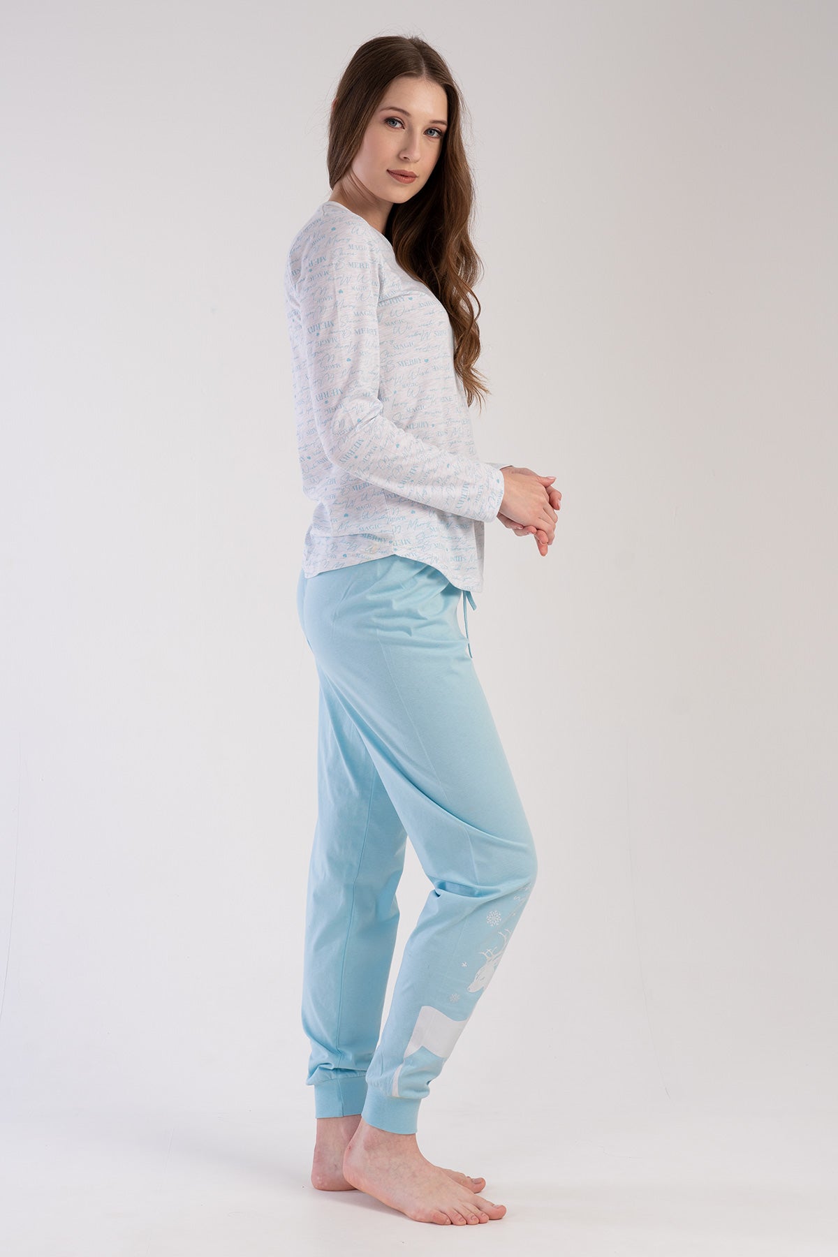 Woman Crystal Blue Pyjama Set