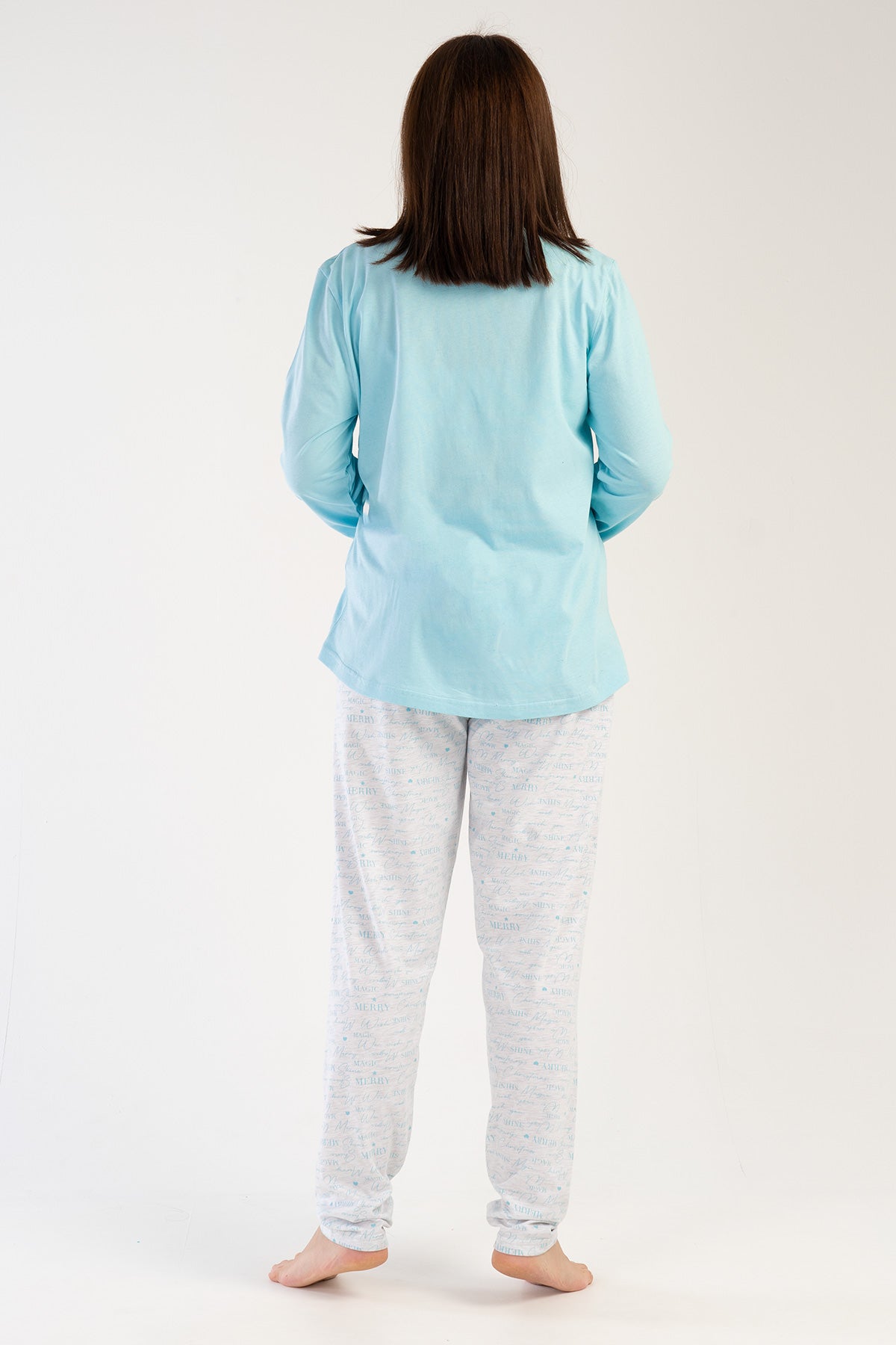 Woman Big Size Crystal Blue Pyjama Set