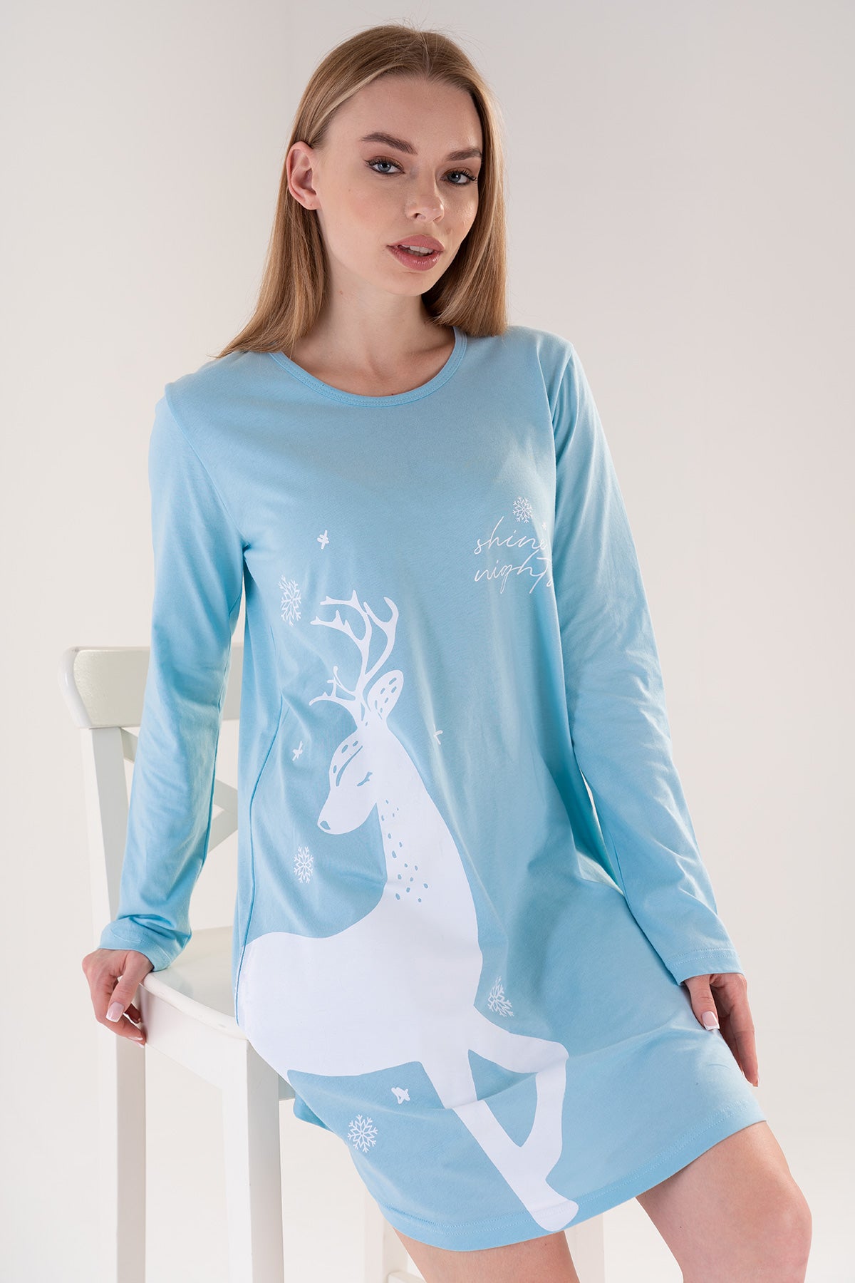 Woman Crystal Blue Christmas Tunic