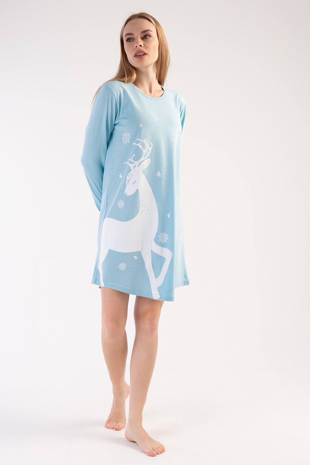 Woman Crystal Blue Christmas Tunic