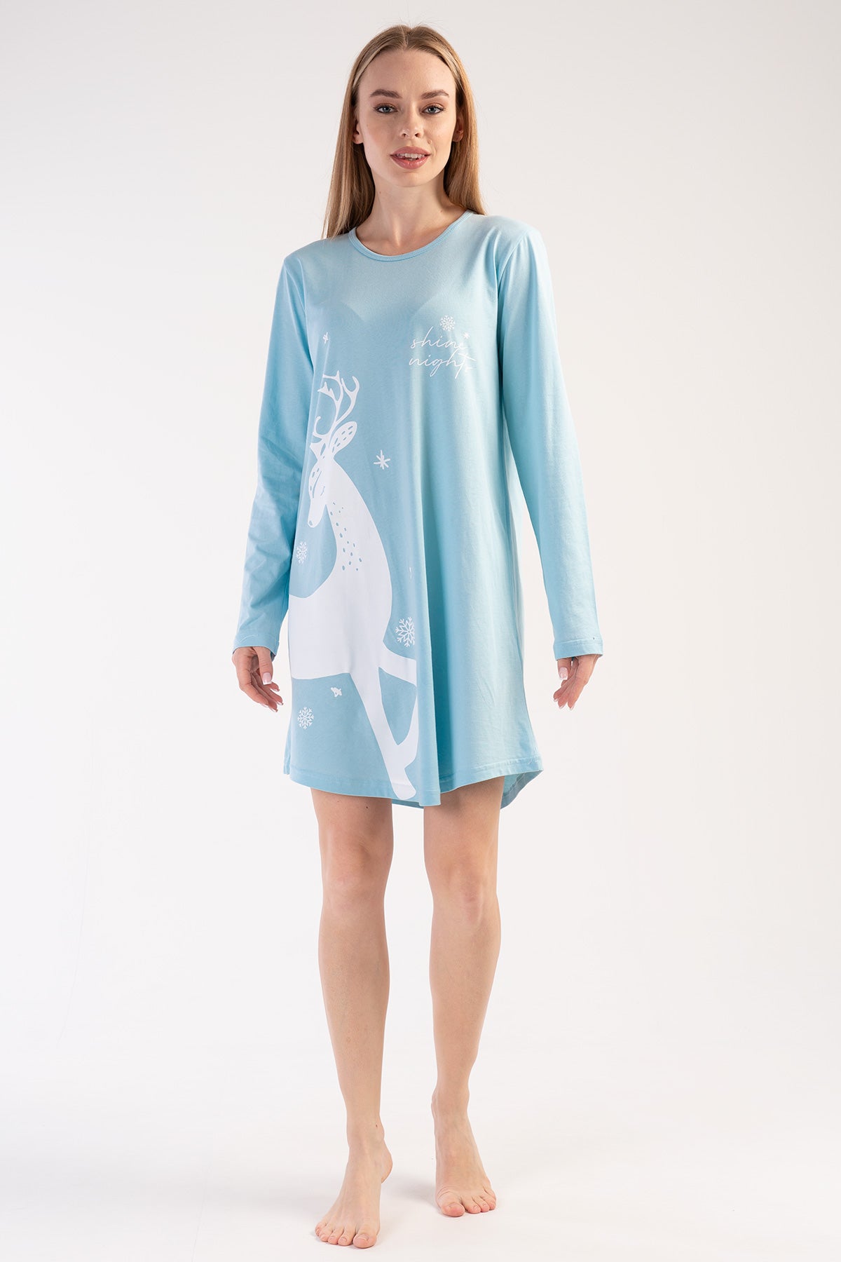Woman Crystal Blue Christmas Tunic