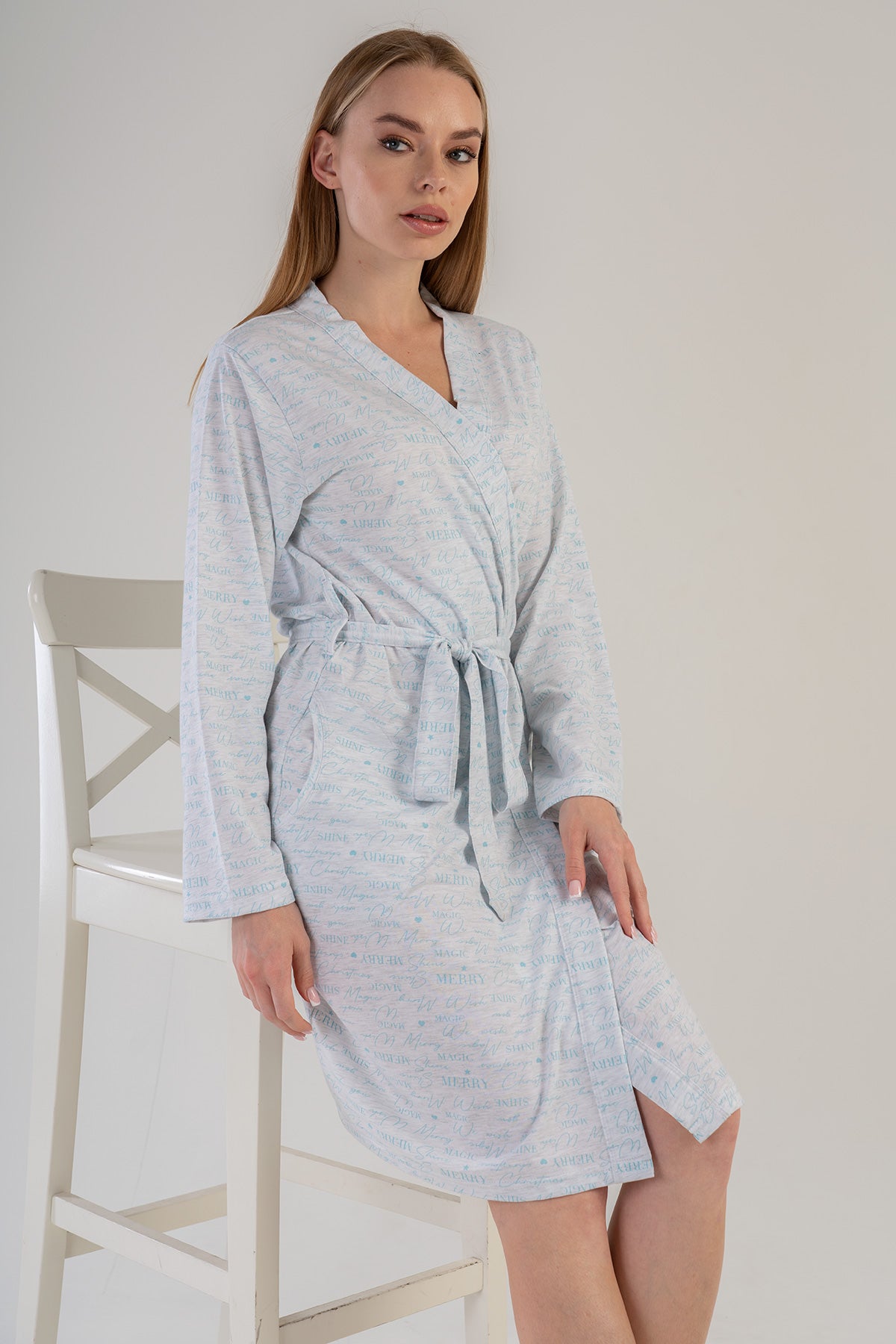 Woman Crystal Blue Dressing Gown