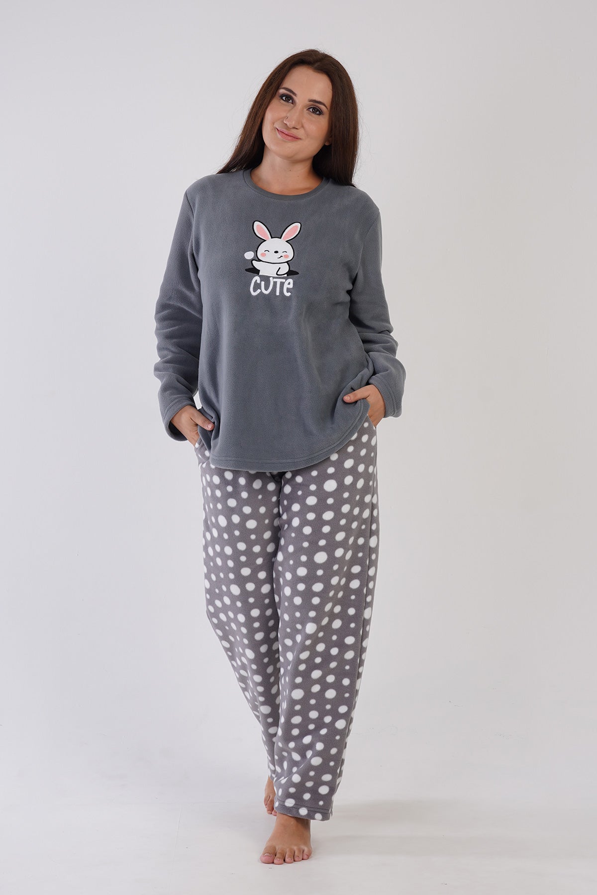 Woman Fleece Big Size Cute Pyjama Set