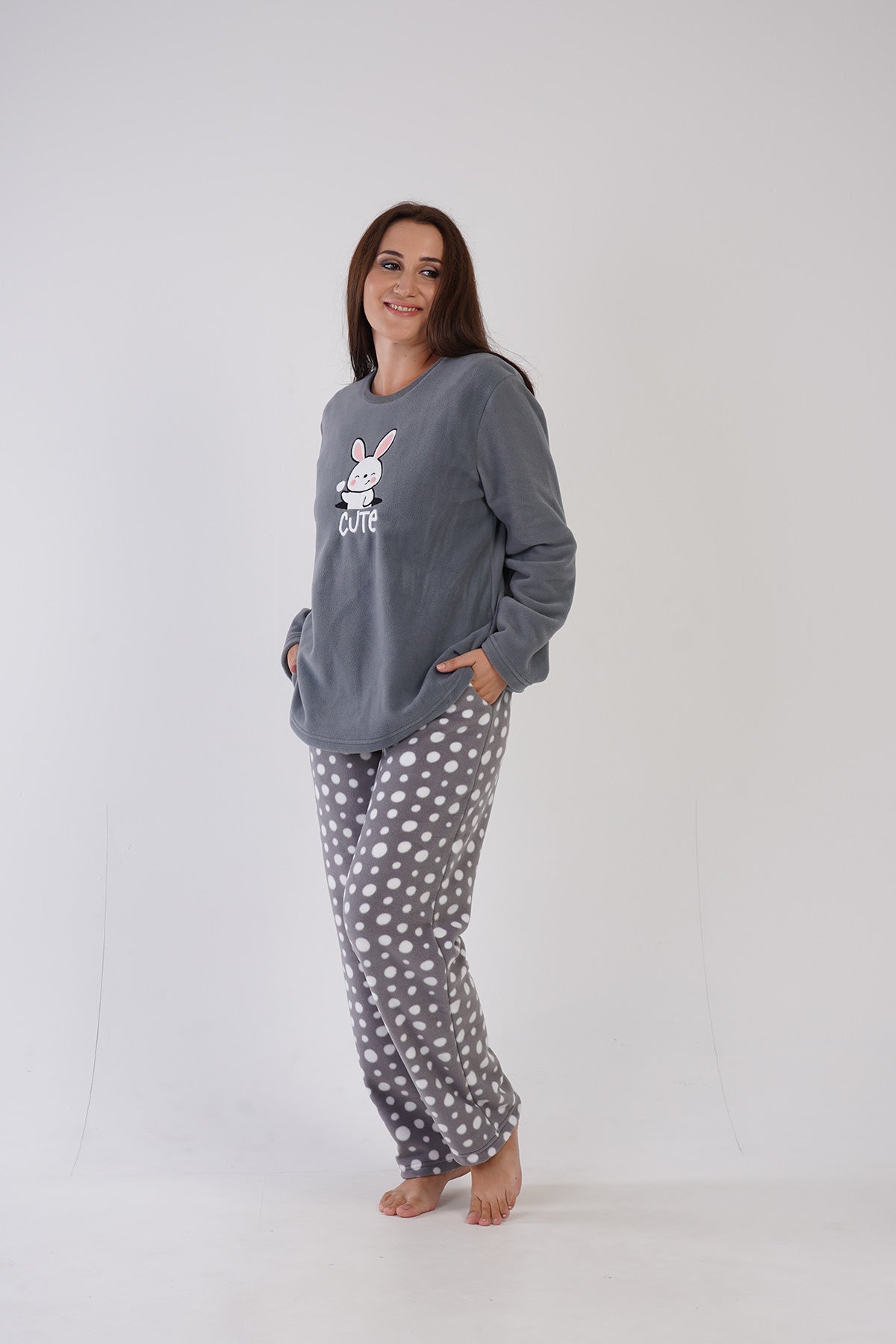 Woman Fleece Big Size Cute Pyjama Set