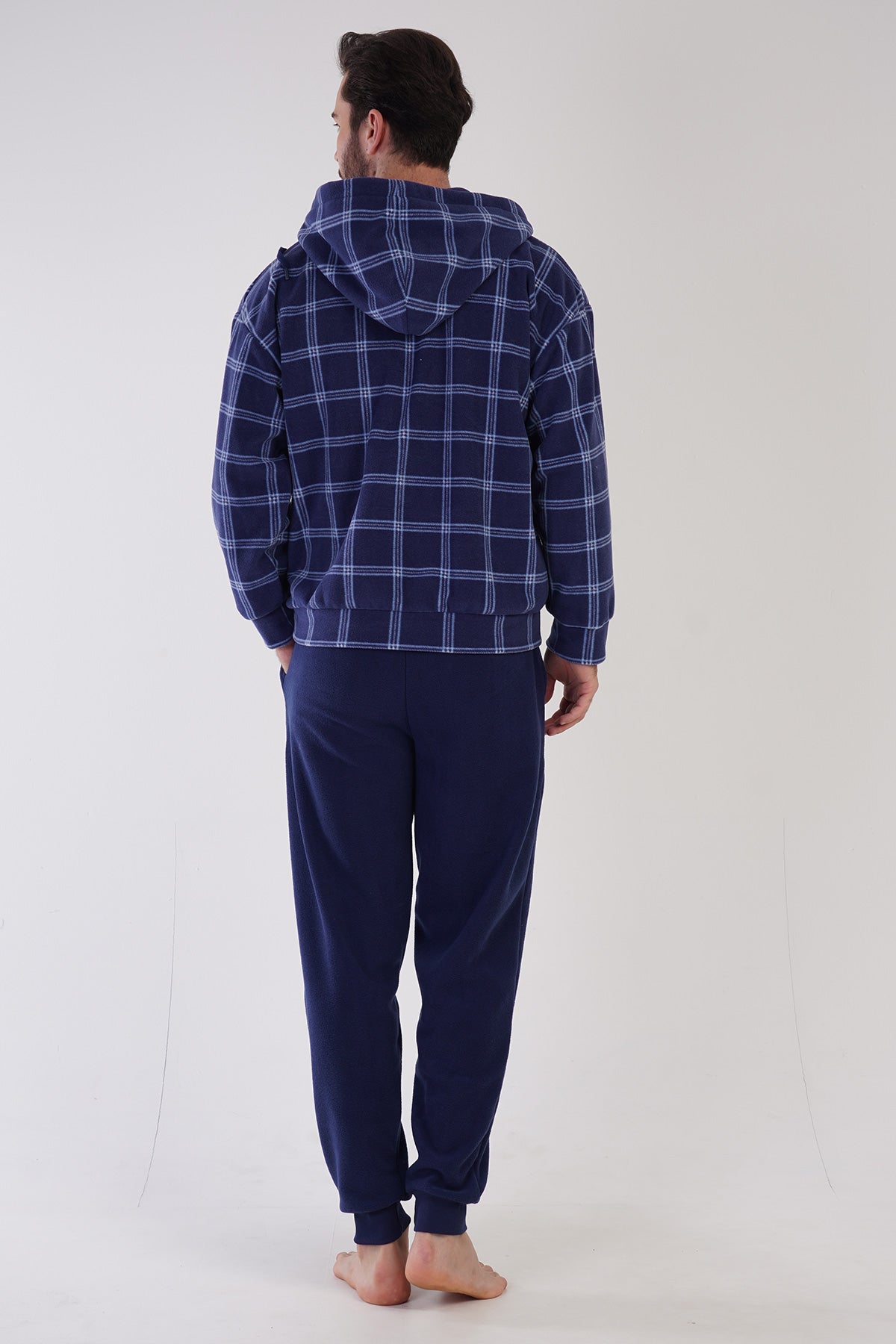 CEPLI ERKEK POLAR KAPSONLU FERMUARLI MANSETLI PIJAMA TAKIM