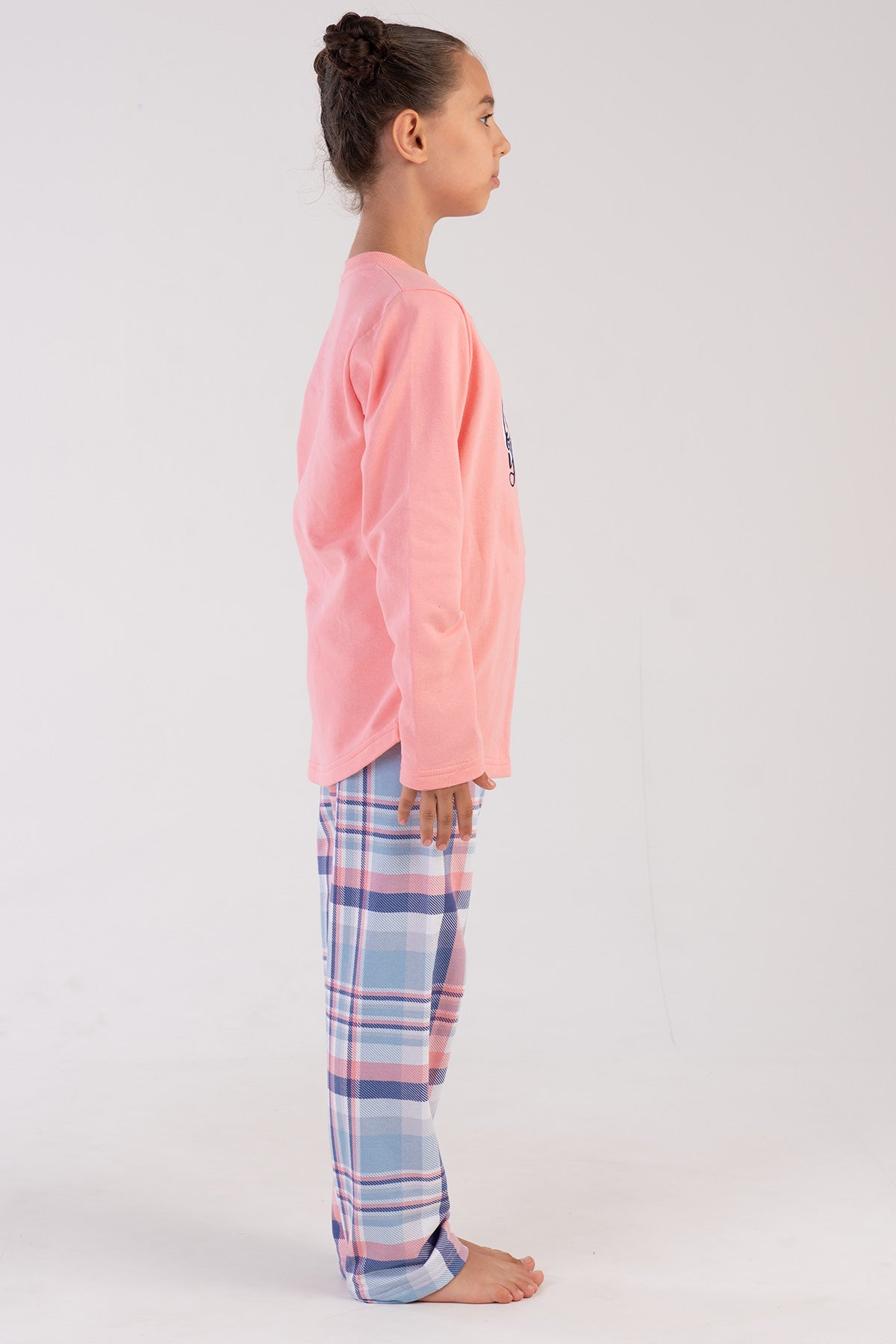 KIZ COCUK 2IPLIK O YAKA UZUN KOL ETEGI OVAL PIJAMA TAKIM(7-8/13-14)