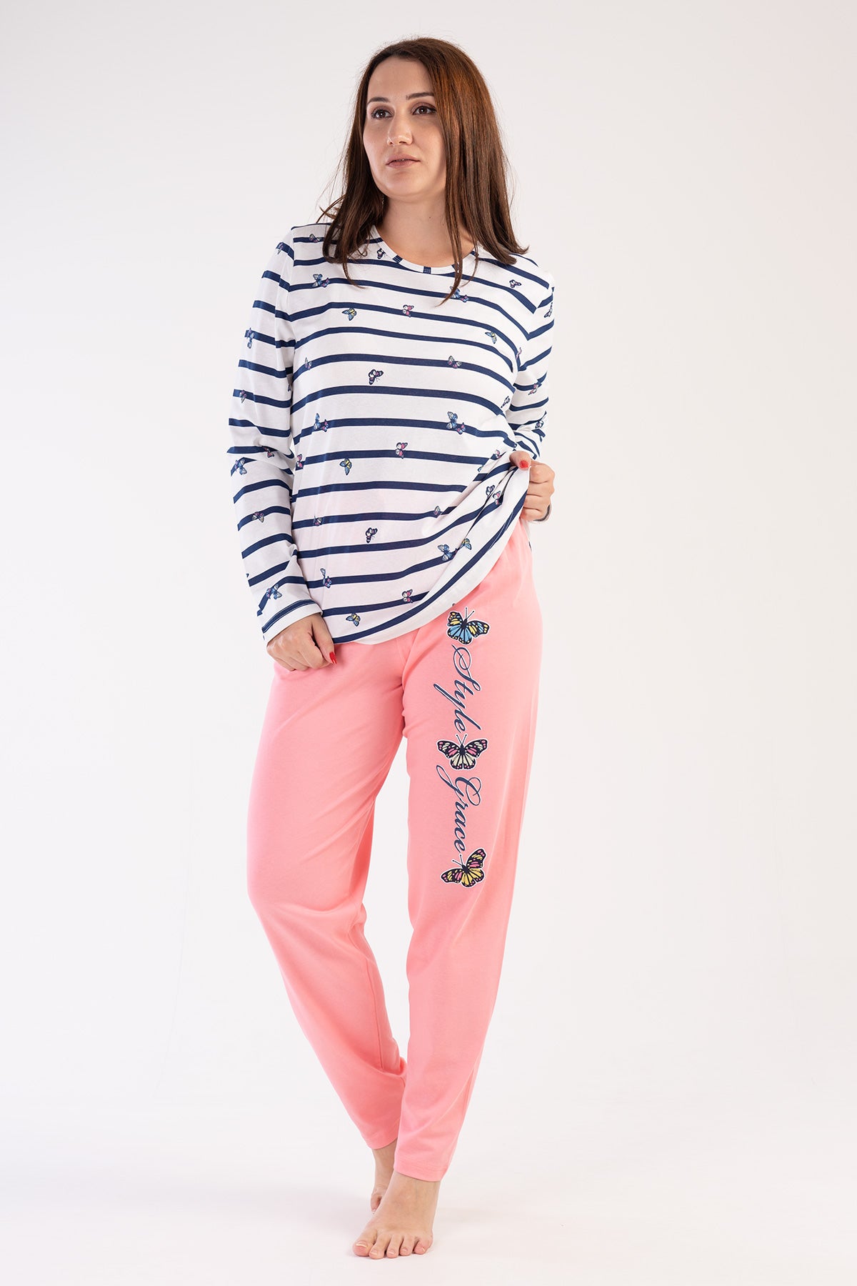 KADIN P.SUPREM XXL O YAKA UZUN KOL ETEGI OVAL PIJAMA TAKIM