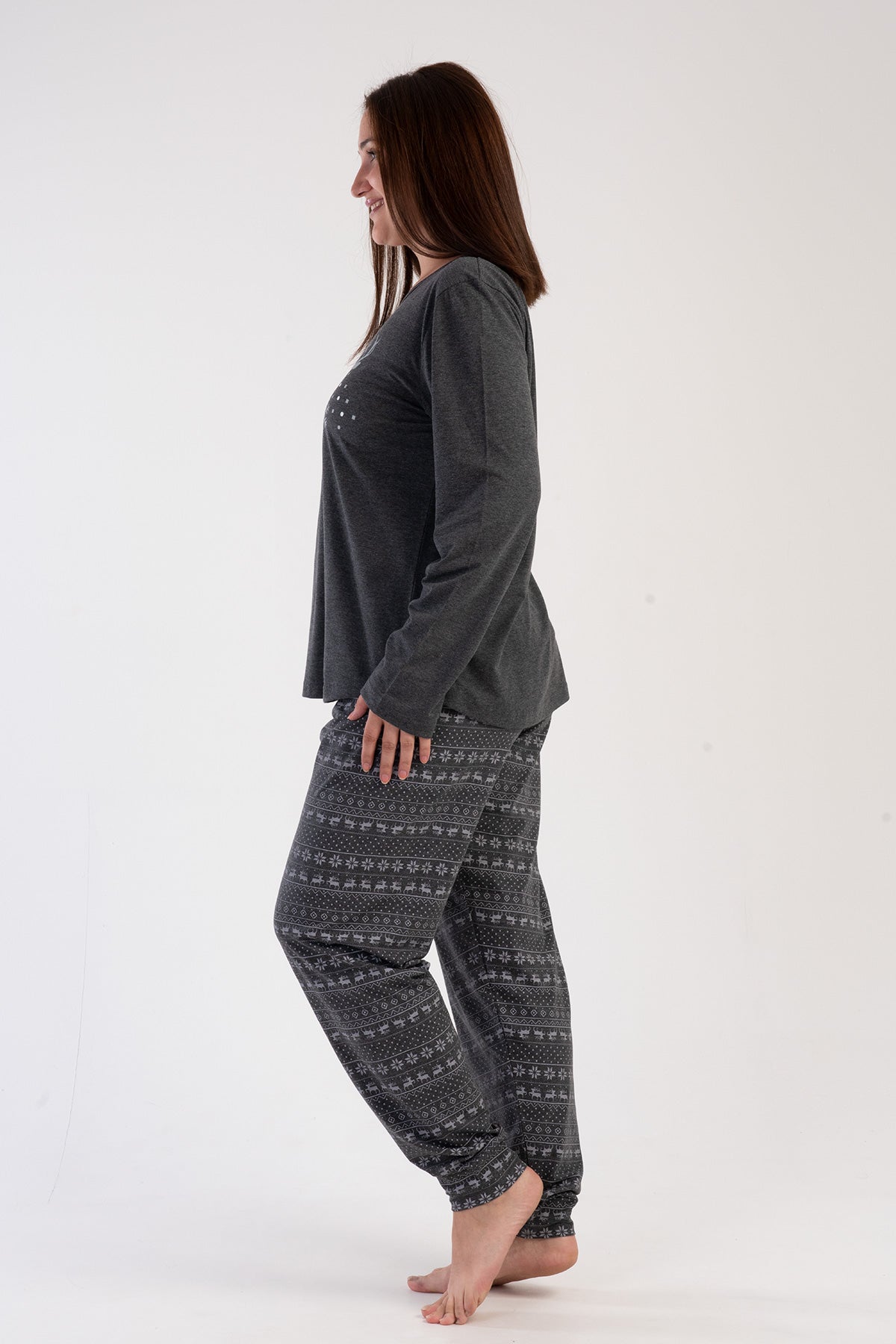 KADIN P.SUPREM XXL O YAKA UZUN KOL ETEGI OVAL MANSTELI PIJAMA TAKIM