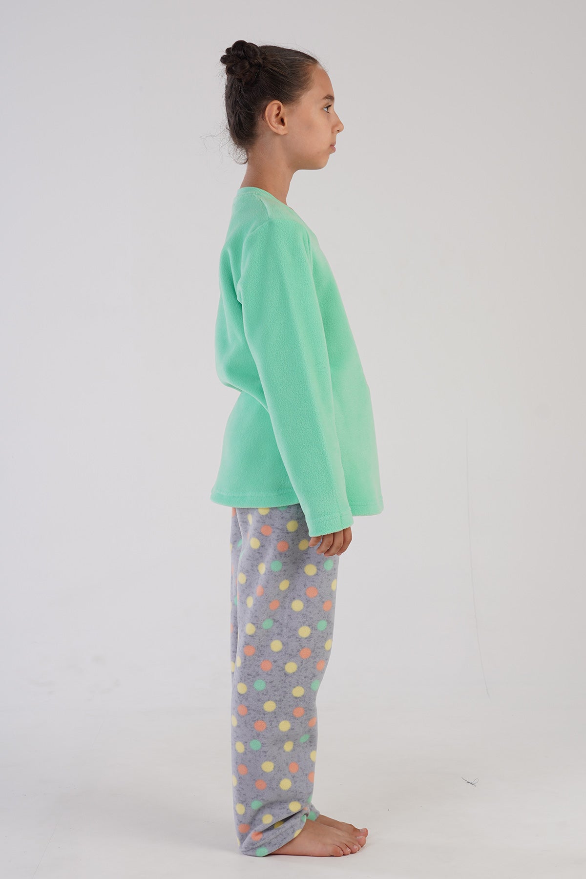 KIZ COCUK POLAR O YAKA UZUN KOL ETEGI OVAL PIJAMA TAKIM(7-8/13-14)