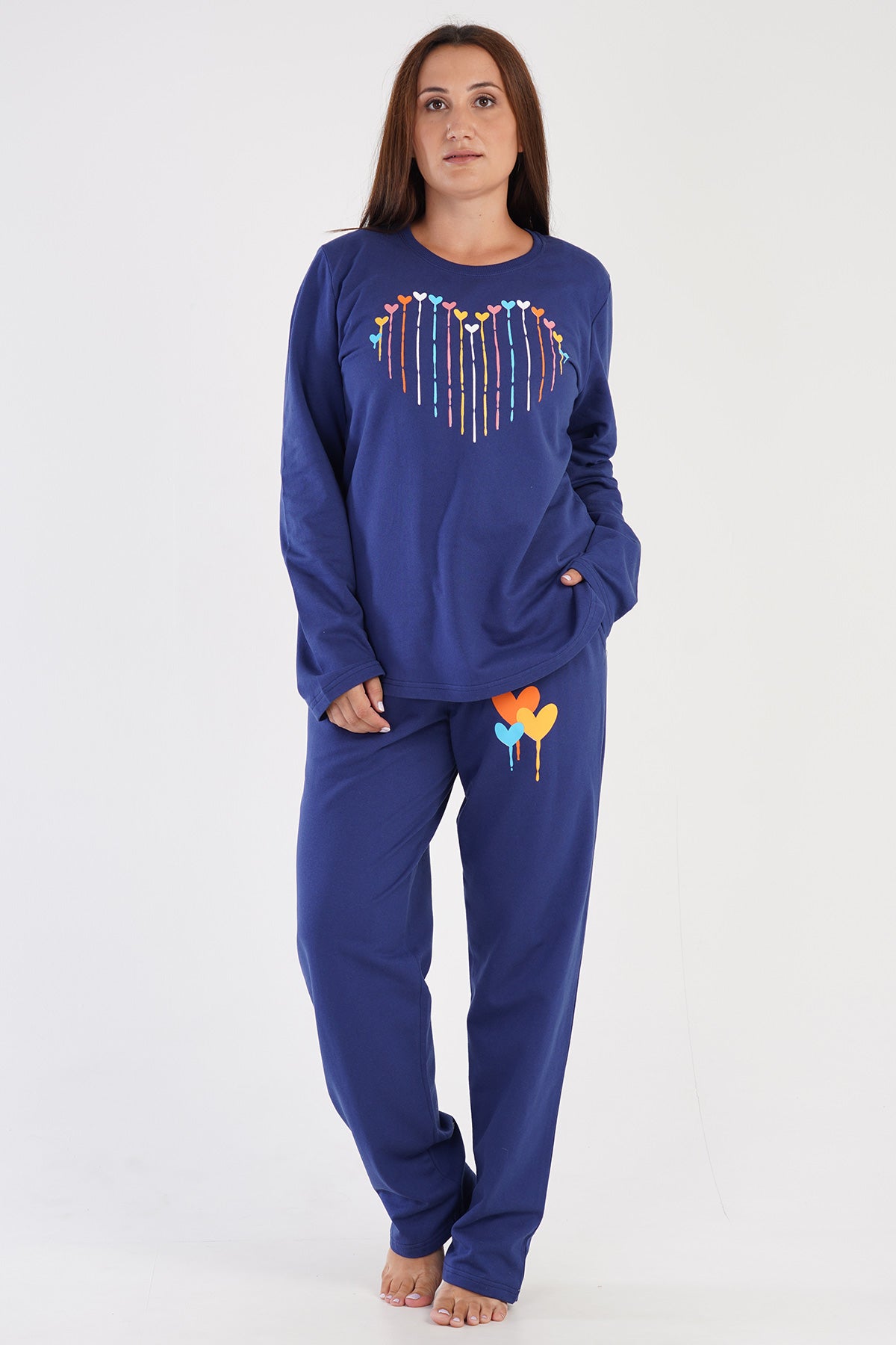 KADIN 2IPLIK XXL O YAKA UZUN KOL ETEGI OVAL CEPLI PIJAMA TAKIM