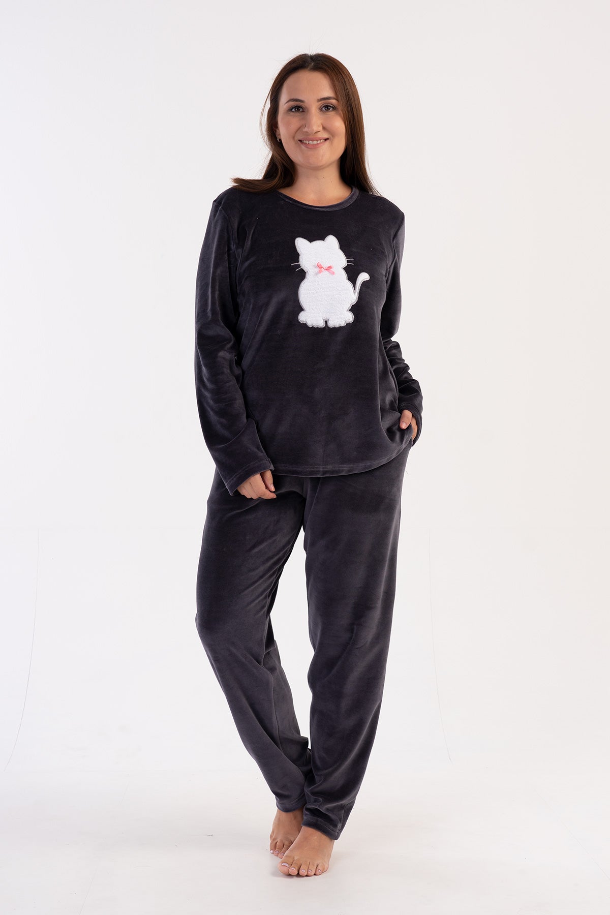 Woman Big Size Vena Velvet Pyjama Set