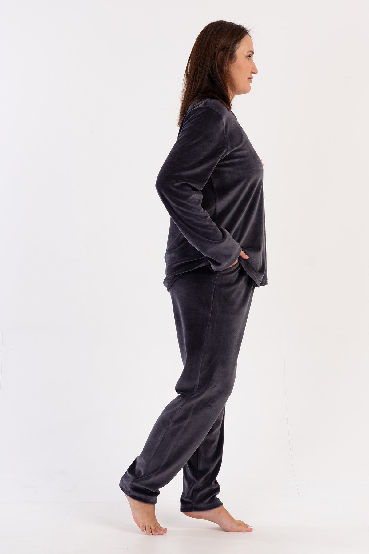 Woman Big Size Vena Velvet Pyjama Set