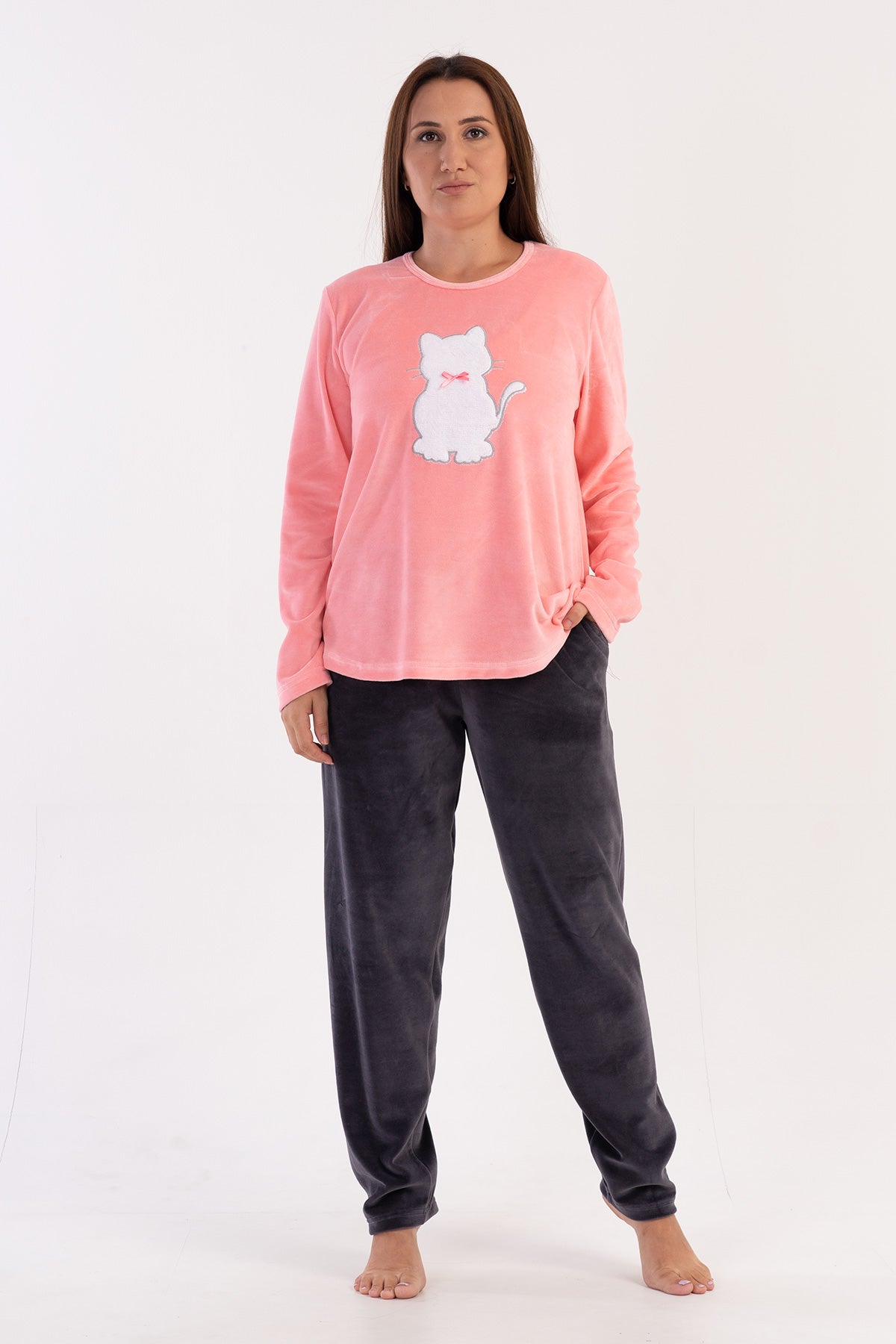 Woman Big Size Vena Velvet Pyjama Set