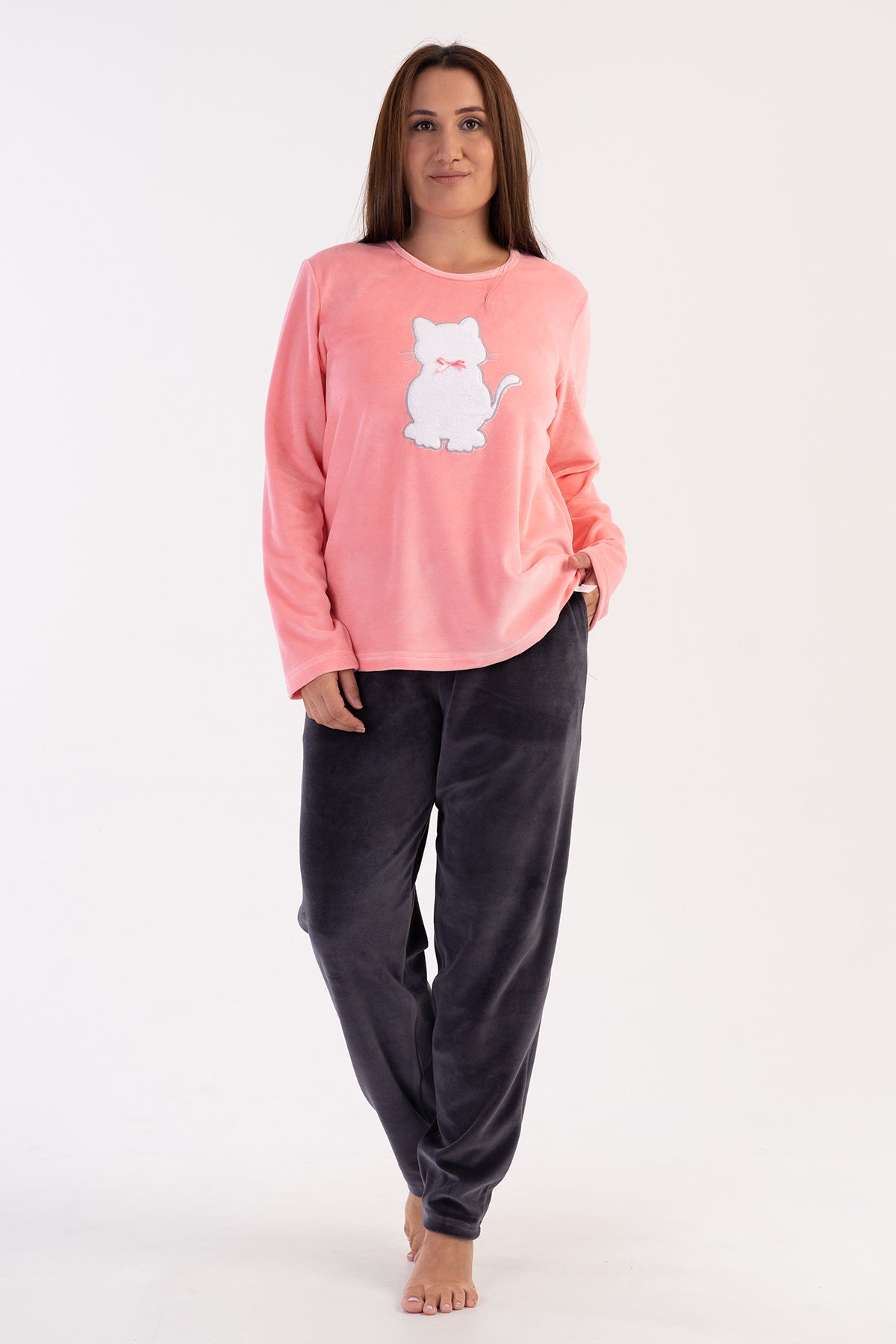 Woman Big Size Vena Velvet Pyjama Set