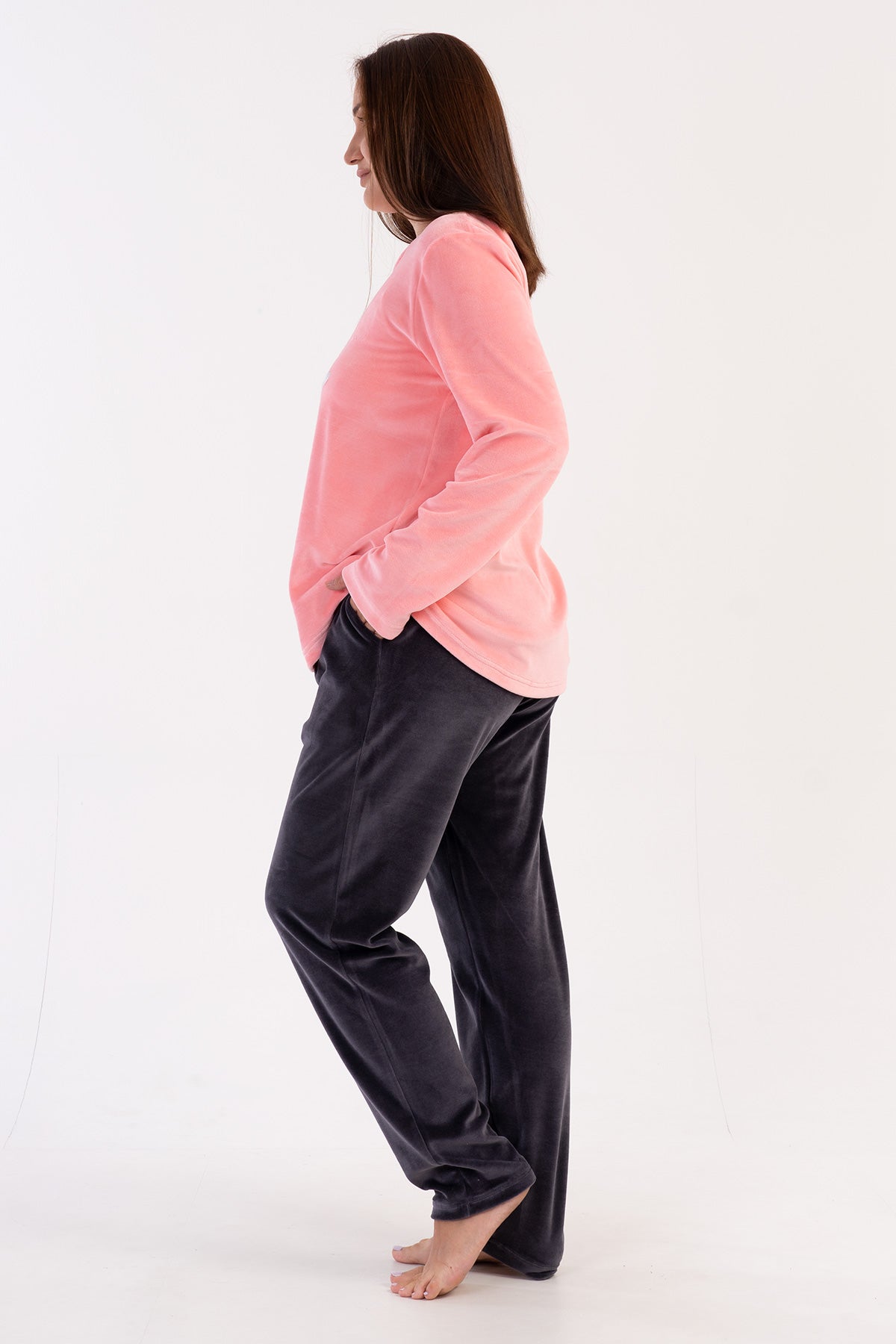 Woman Big Size Vena Velvet Pyjama Set