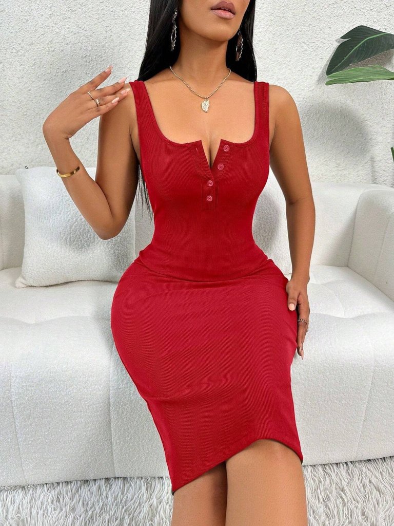 Kadın Askılı Yuvarlak V Yakalı Kaşkorse Midi Elbise , 35656