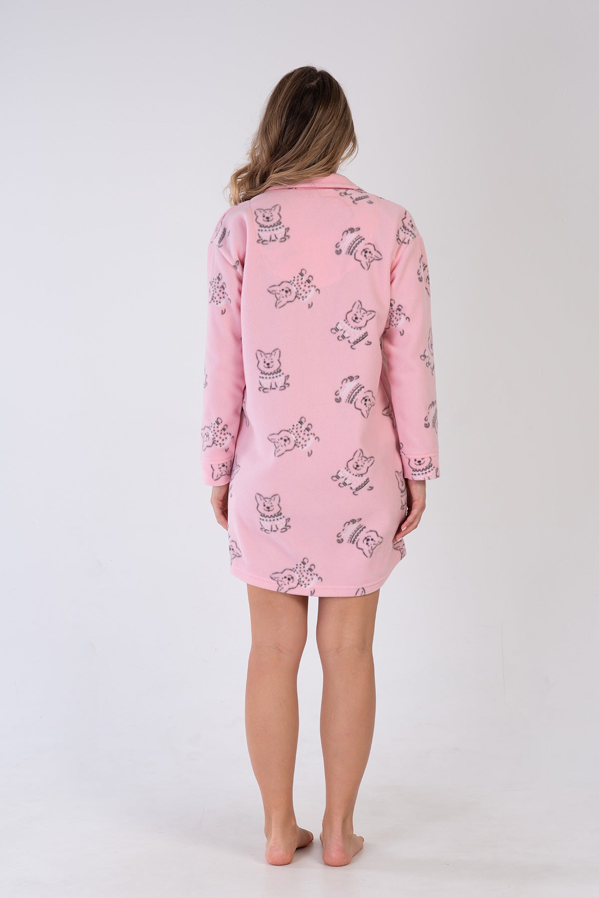 Woman Peny Fleece Buttoned Shirt Tunic