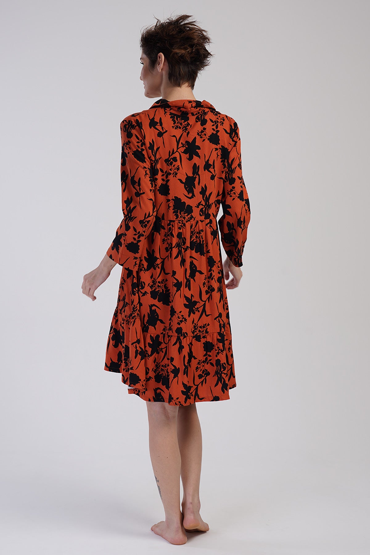 KADIN BELMANDO GOMLEK YAKA DOUBLE 7/8 KOL BELI BUZGULU FIRFIRLI TUNIK