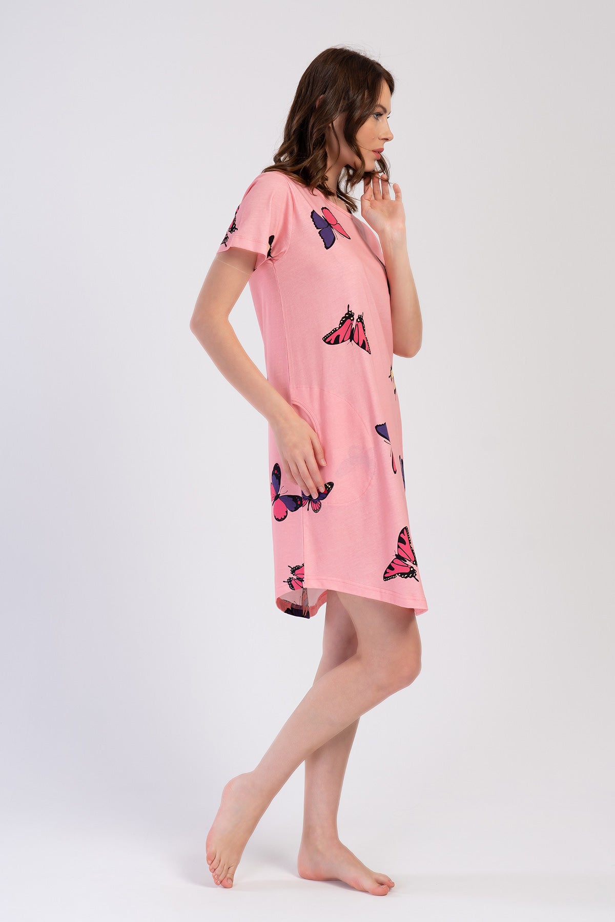 Woman Butterfly Supreme O Neck Short Sleeve Tunic
