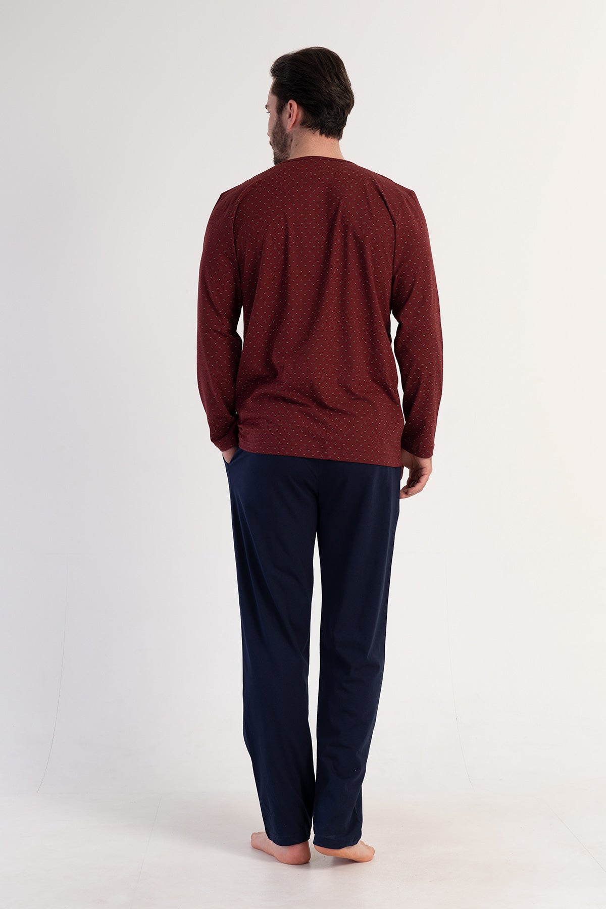 Man Supreme Bottoned Bordeaux Pyjama Set