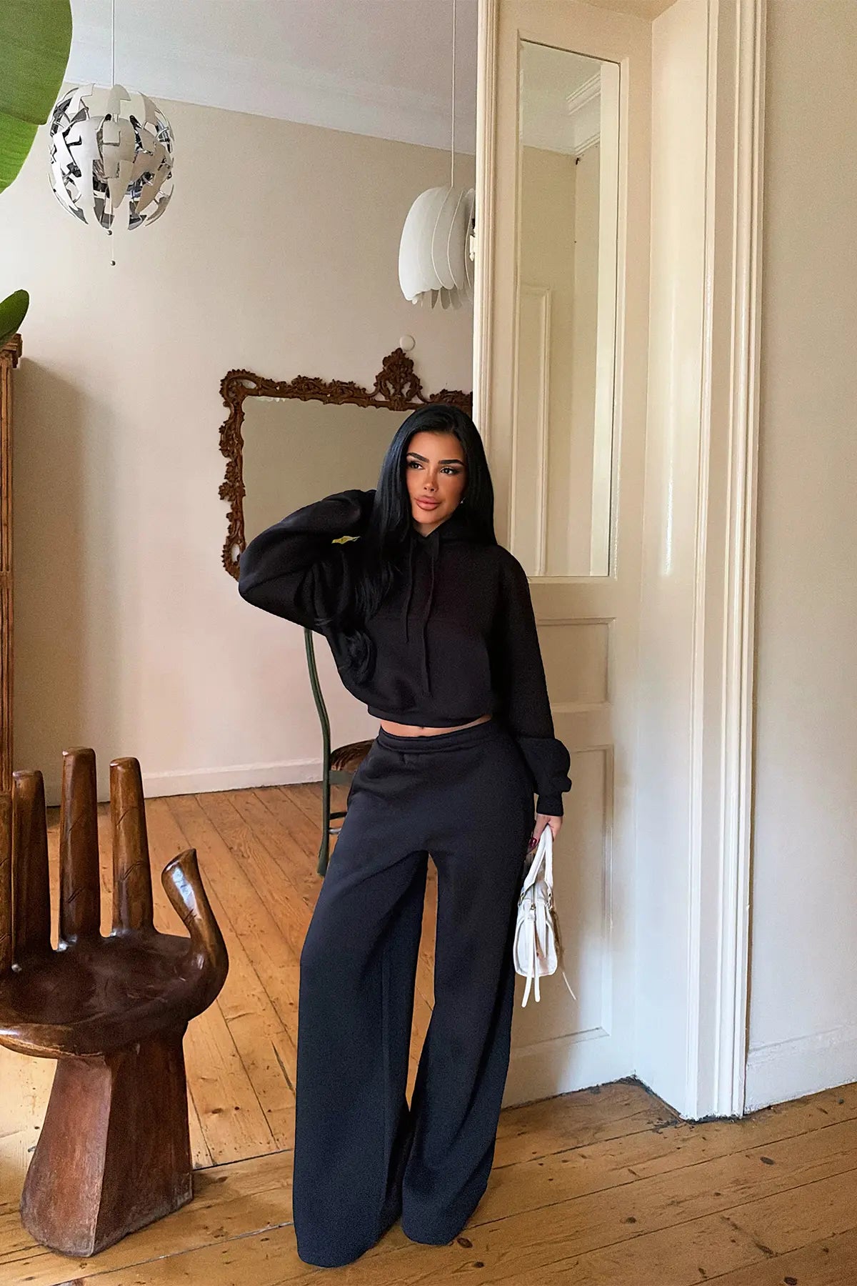Siyah Sweat Detay Eşofman Takım