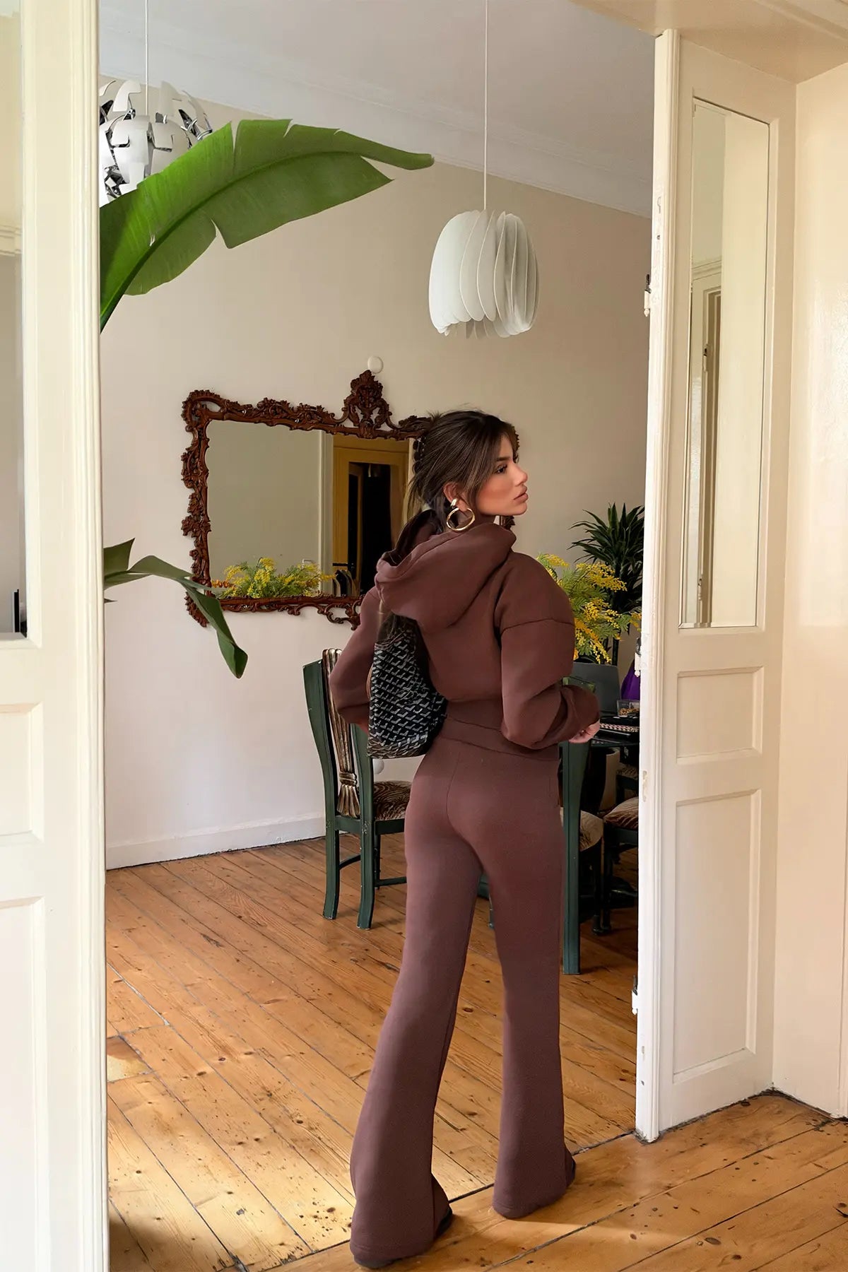 Kahverengi Basic Pantolonlu Takım