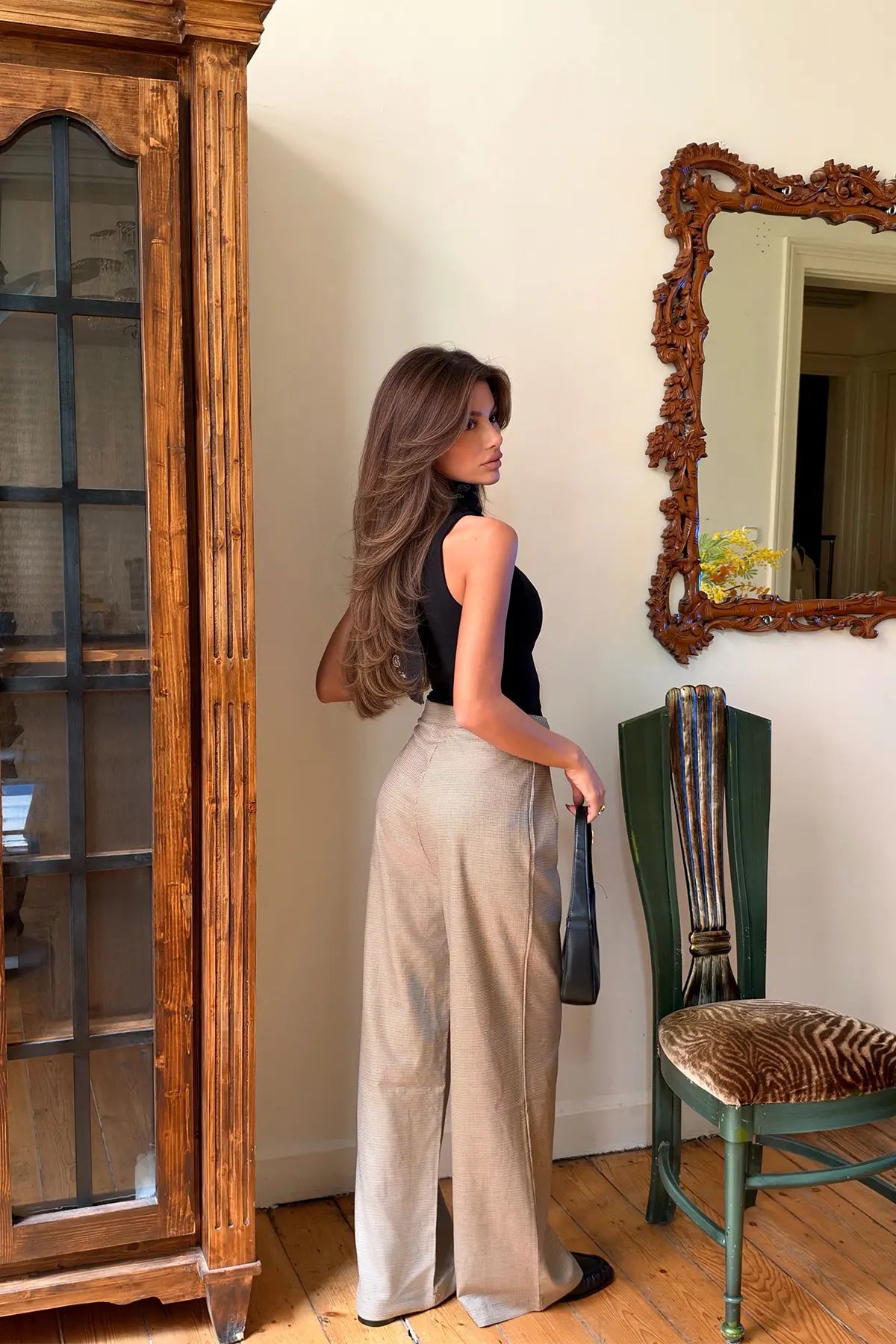 Bej Yüksek Bel Pantolon