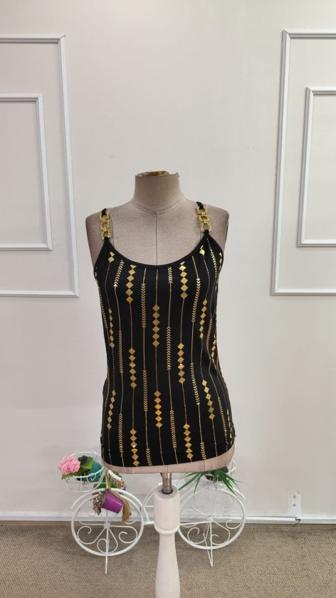 Kadın Askılı Yuvarlak Yakalı Desenli Viskon Bluz, 34240