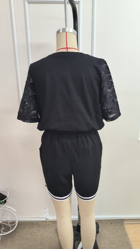 Kadın Kısa Kollu Bisiklet Yakalı Waffle Bluz Ve Short Ikili Takım, 34605