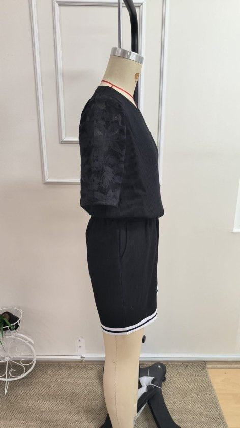 Kadın Kısa Kollu Bisiklet Yakalı Waffle Bluz Ve Short Ikili Takım, 34605