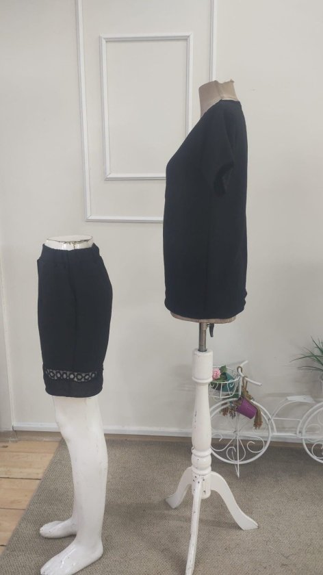 Kadın Kısa Kollu V Yakalı Bluz Ve Short Ikili Takım, 35723