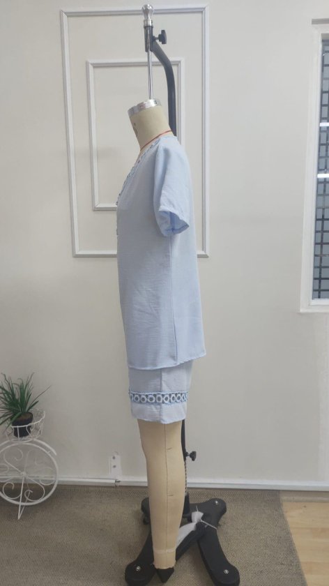 Kadın Kısa Kollu V Yakalı Bluz Ve Short Ikili Takım, 35725