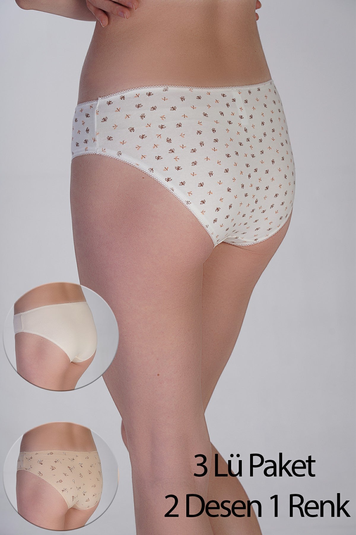 Kadın Bikini Penye 3 lü Külot