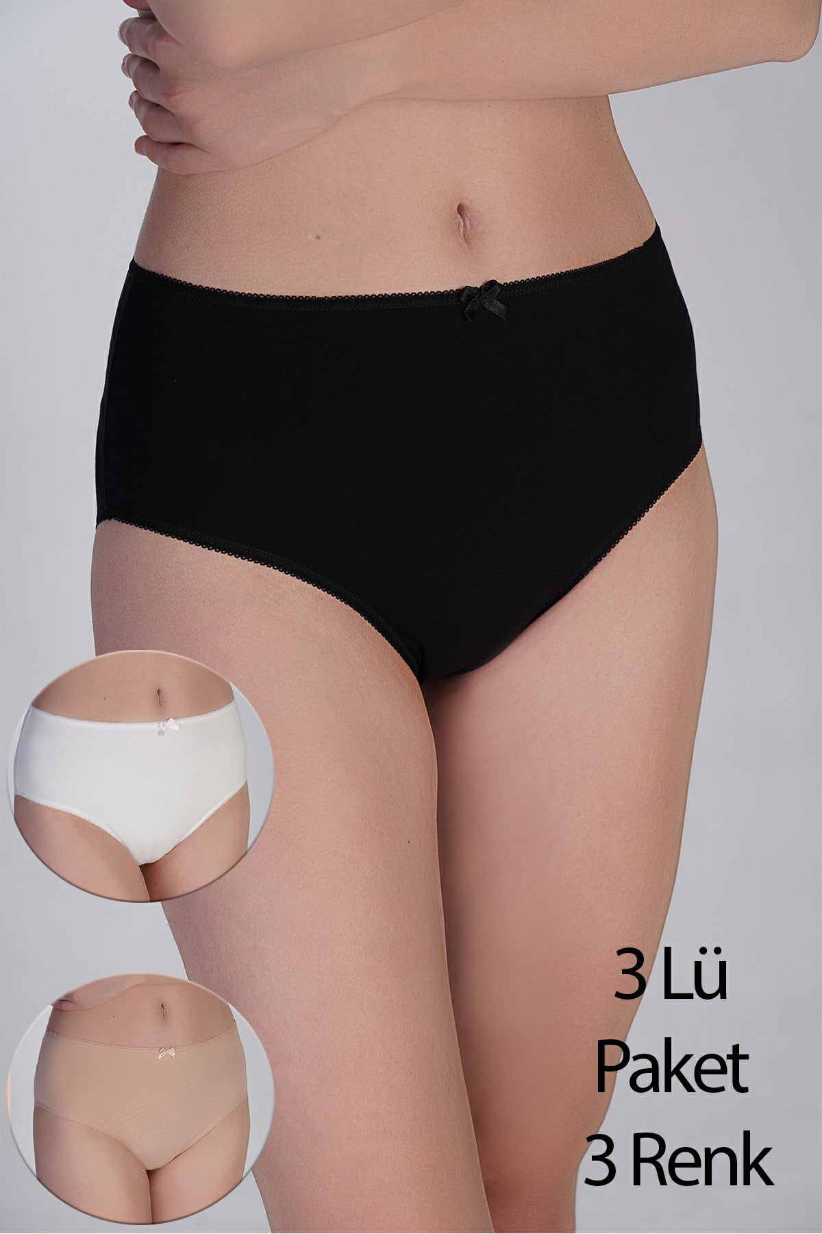 Kadın Yarım Bel Bikini Penye 3 lü Külot