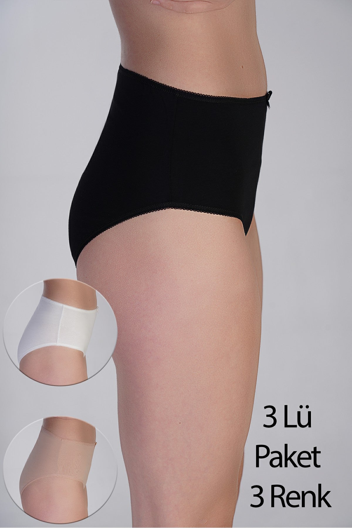 Kadın Yarım Bel Bikini Penye 3 lü Külot