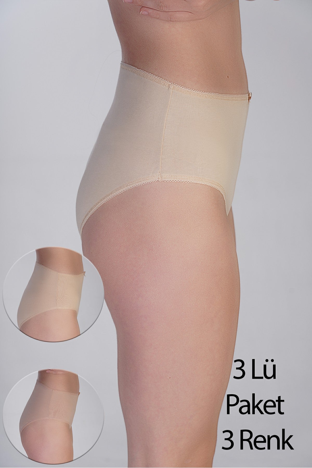 Kadın Yarım Bel Bikini Penye 3 lü Külot