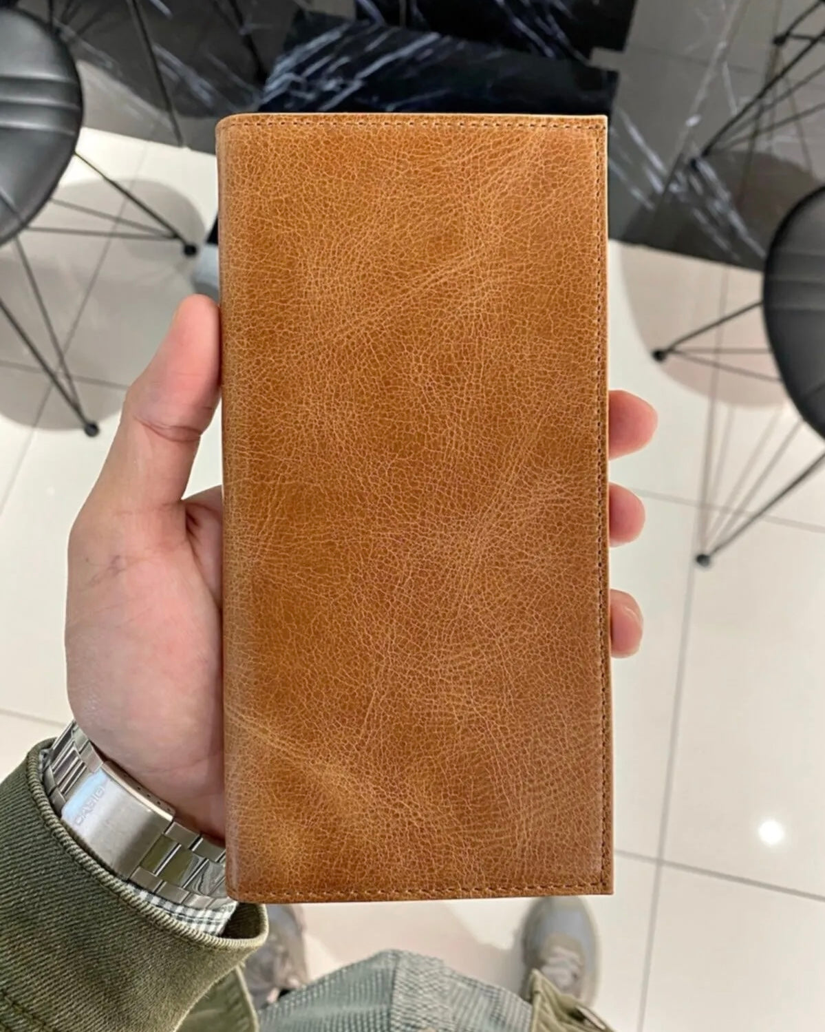 Telefon Bölmeli Erkek Cüzdan – Taba Hakiki Deri Kapaklı | 2013