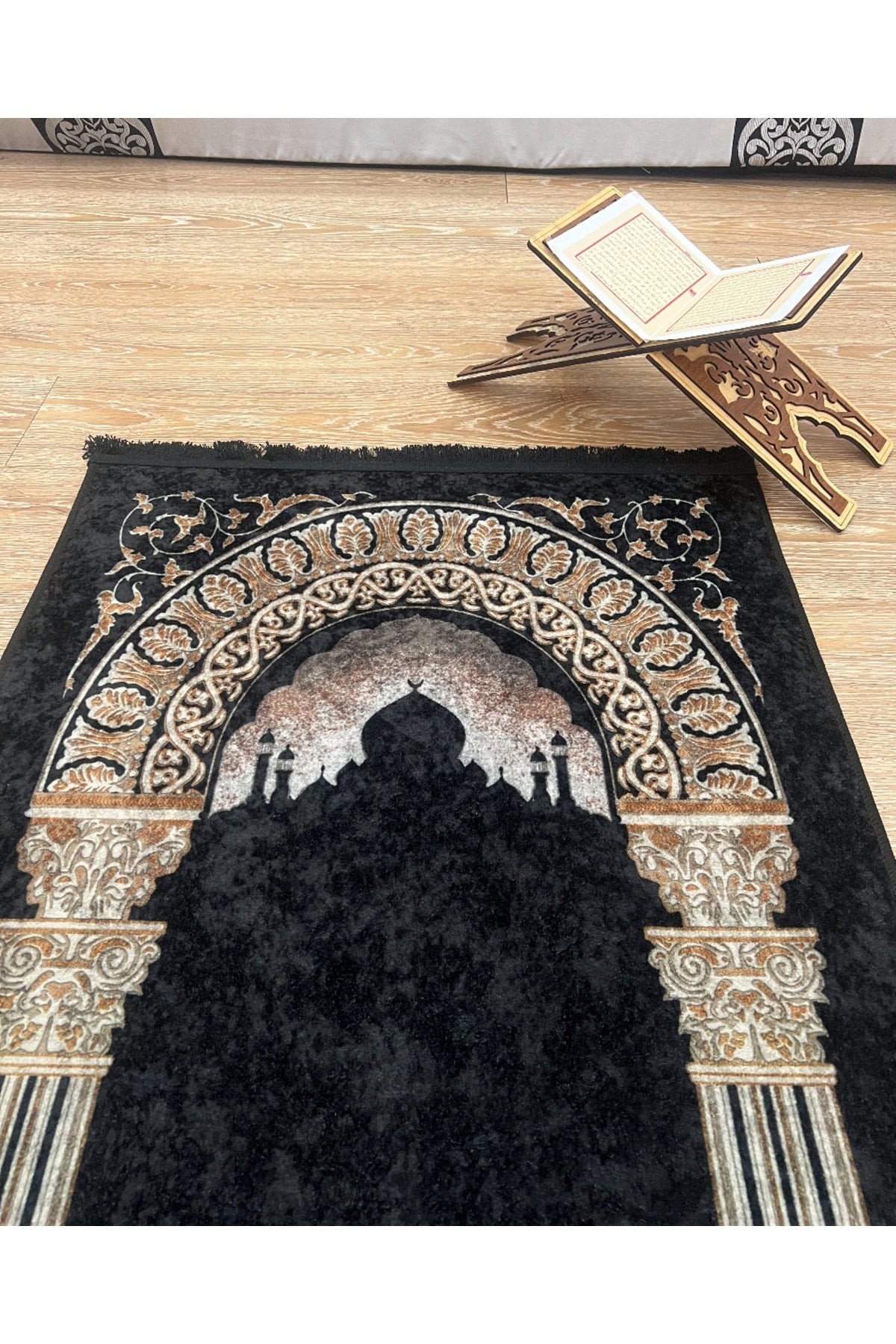 Seccade Saçaklı (lateks Taban) 75x125 Ebat - Siyah