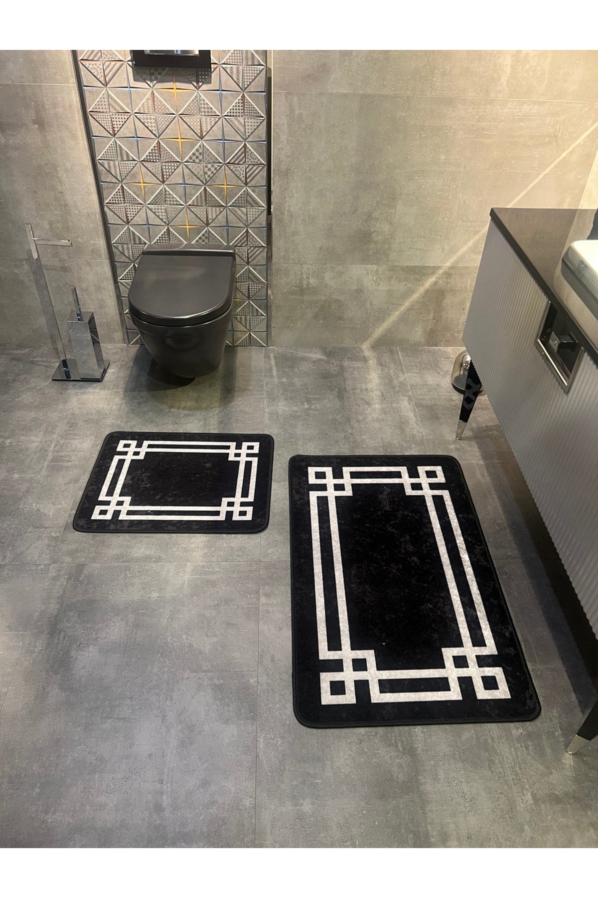 Lateks Taban (60X100 - 60X50) İkili Banyo Paspas Takımı - VİZON KAHVE
