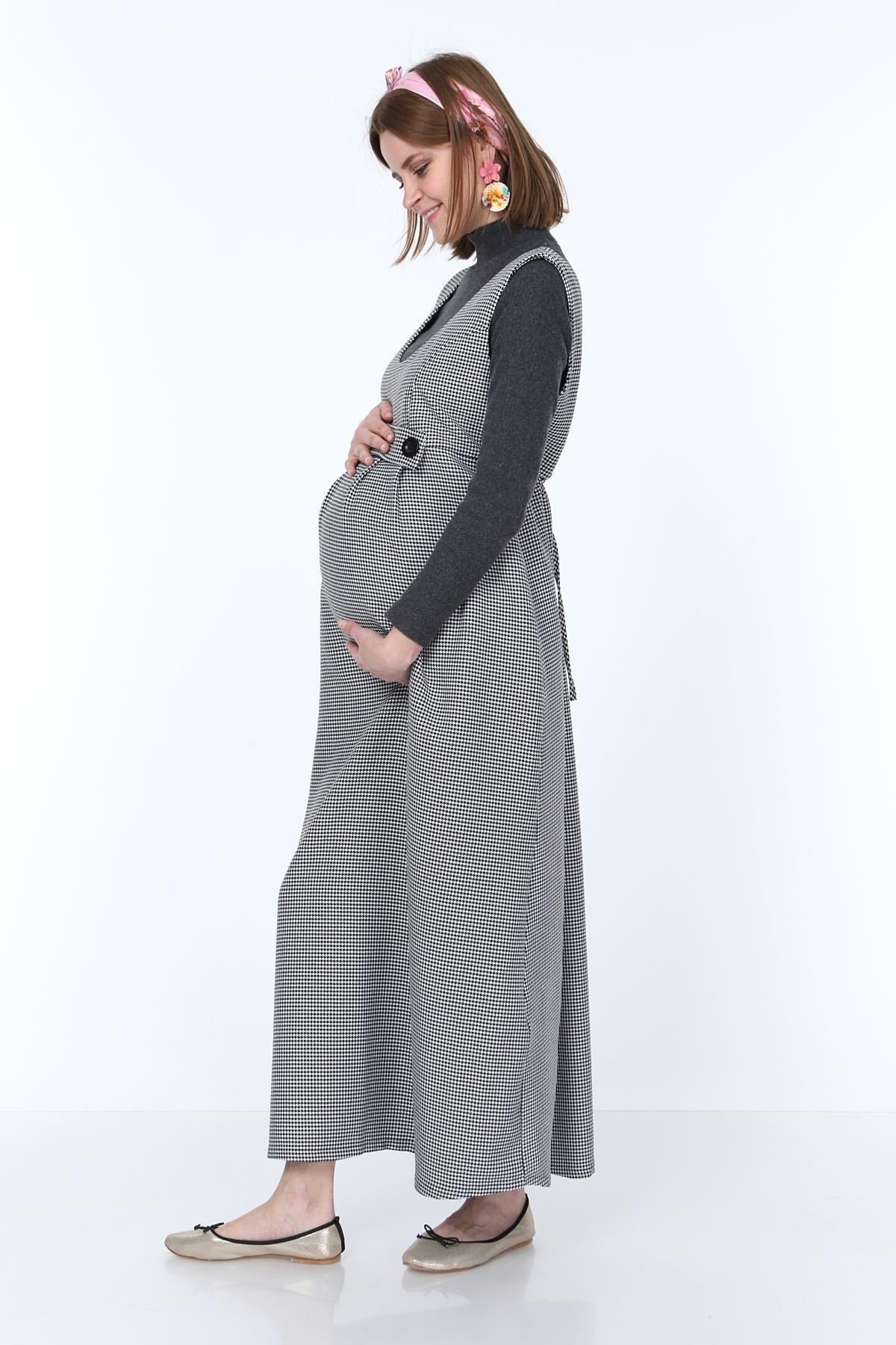9138-kazayağı Çift Düğme Hamile Maxi Jile