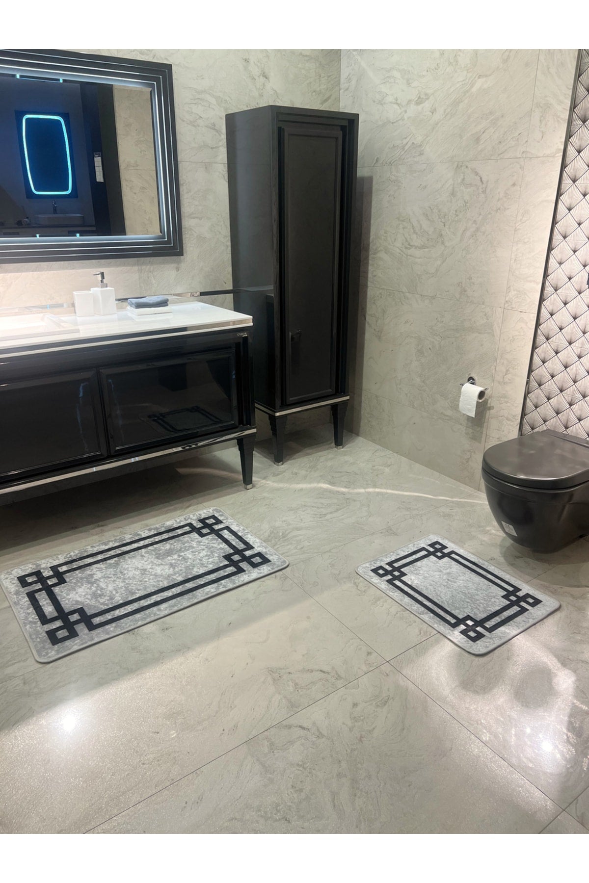 Lateks Taban (60X100 - 60X50) İkili Banyo Paspas Takımı - VİZON KAHVE